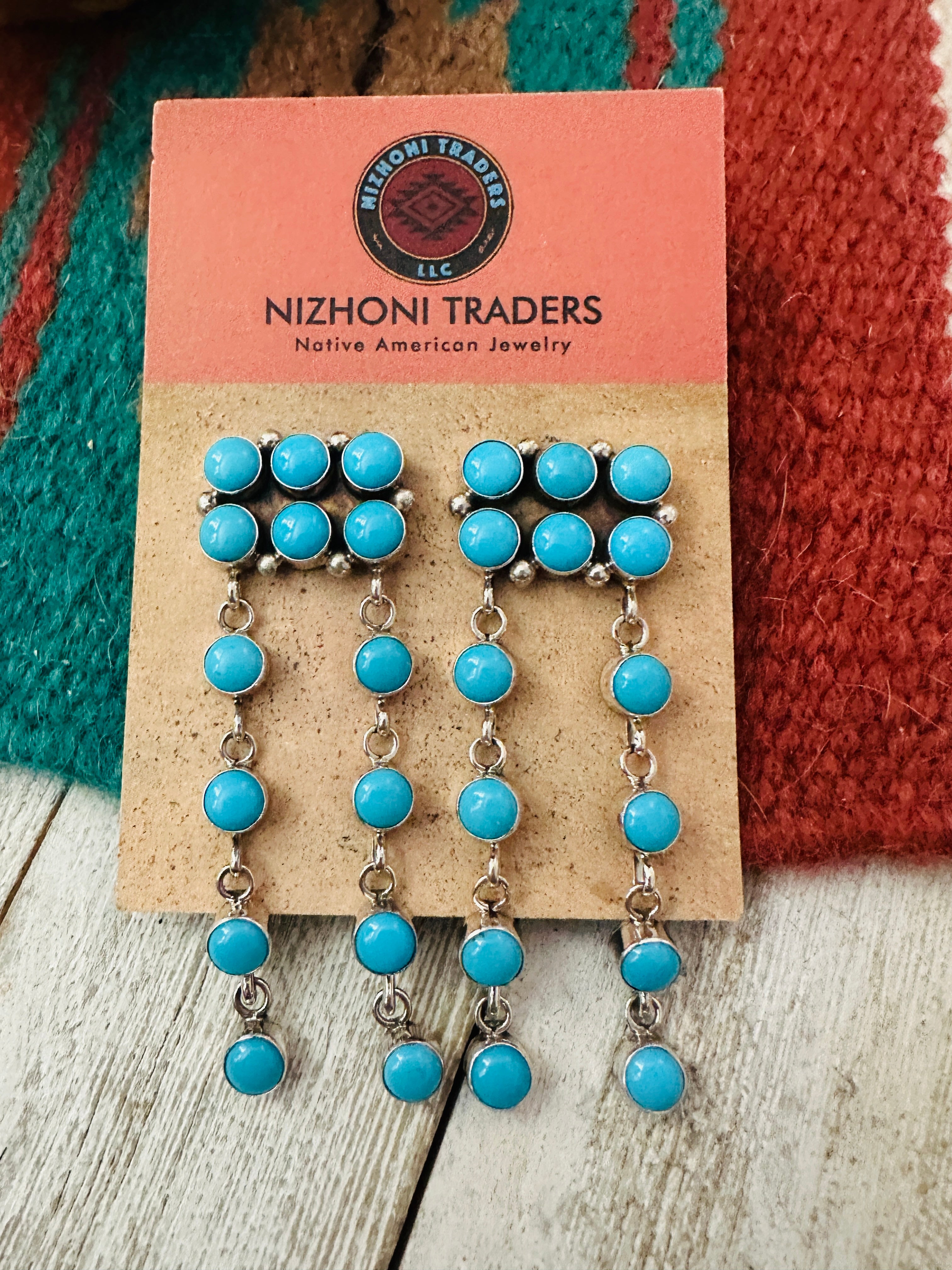 Handcrafted Turquoise & Sterling Silver Dangle Earrings