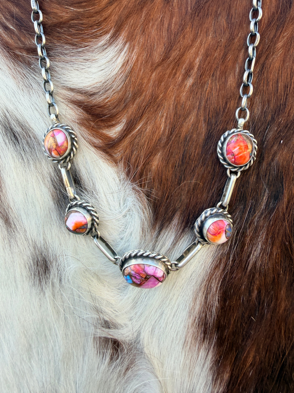Handcrafted Sterling Silver & Pink Dream Mojave Necklace by Augustine Largo