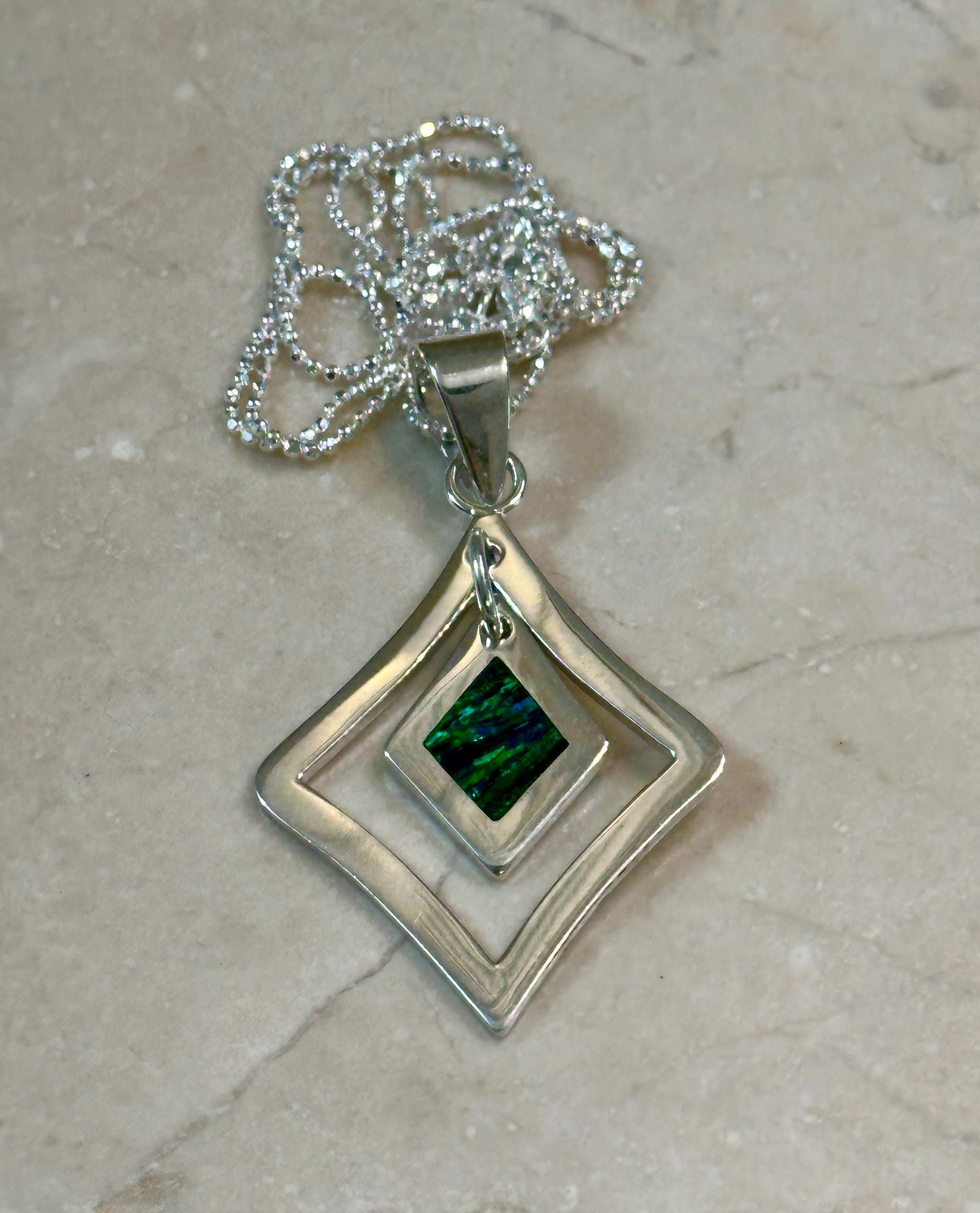 Emerald Green Opal Inlay Pendant
