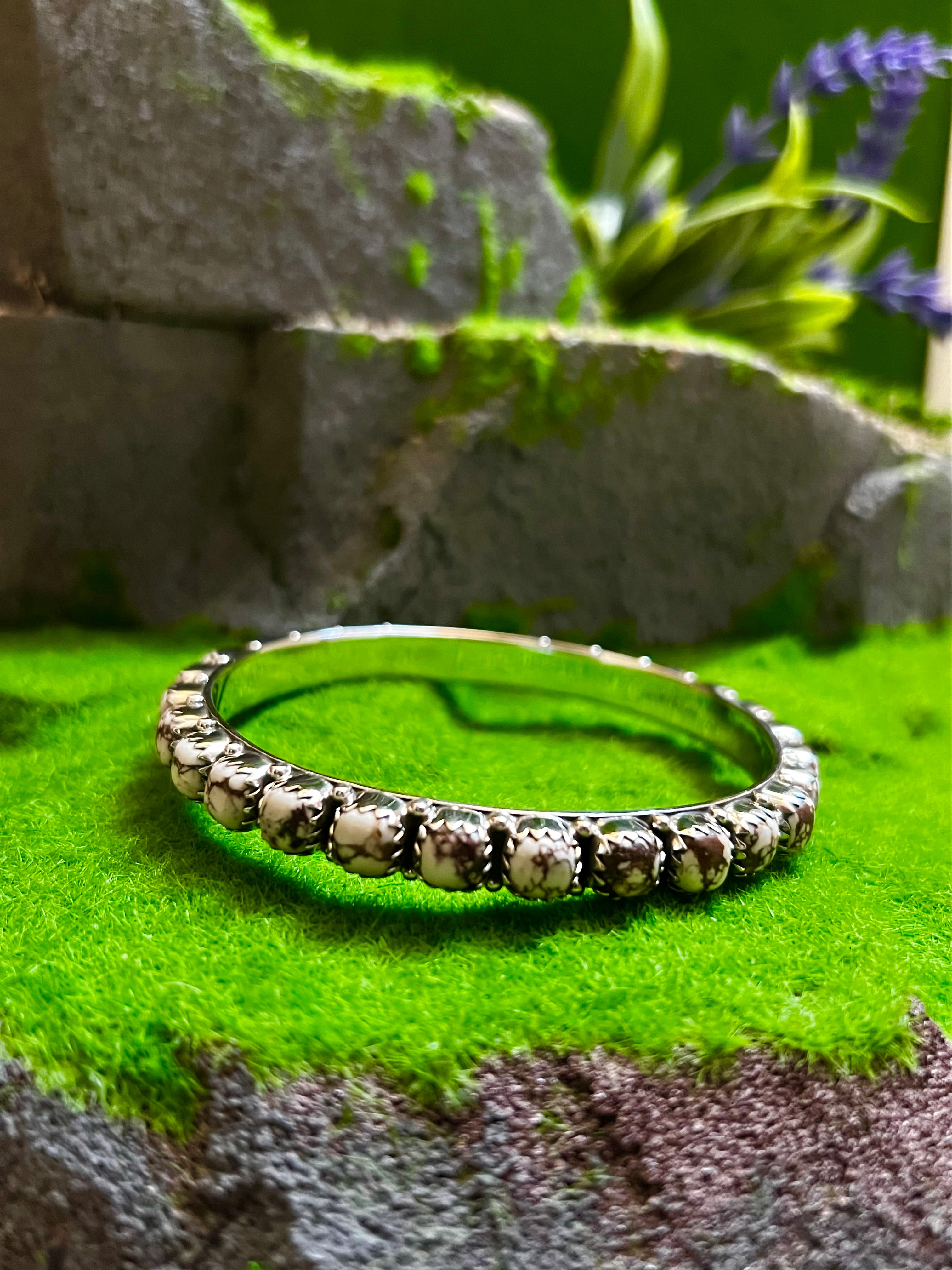 Handmade Wild Horse & Sterling Silver Custom Bangles 7 1/2”