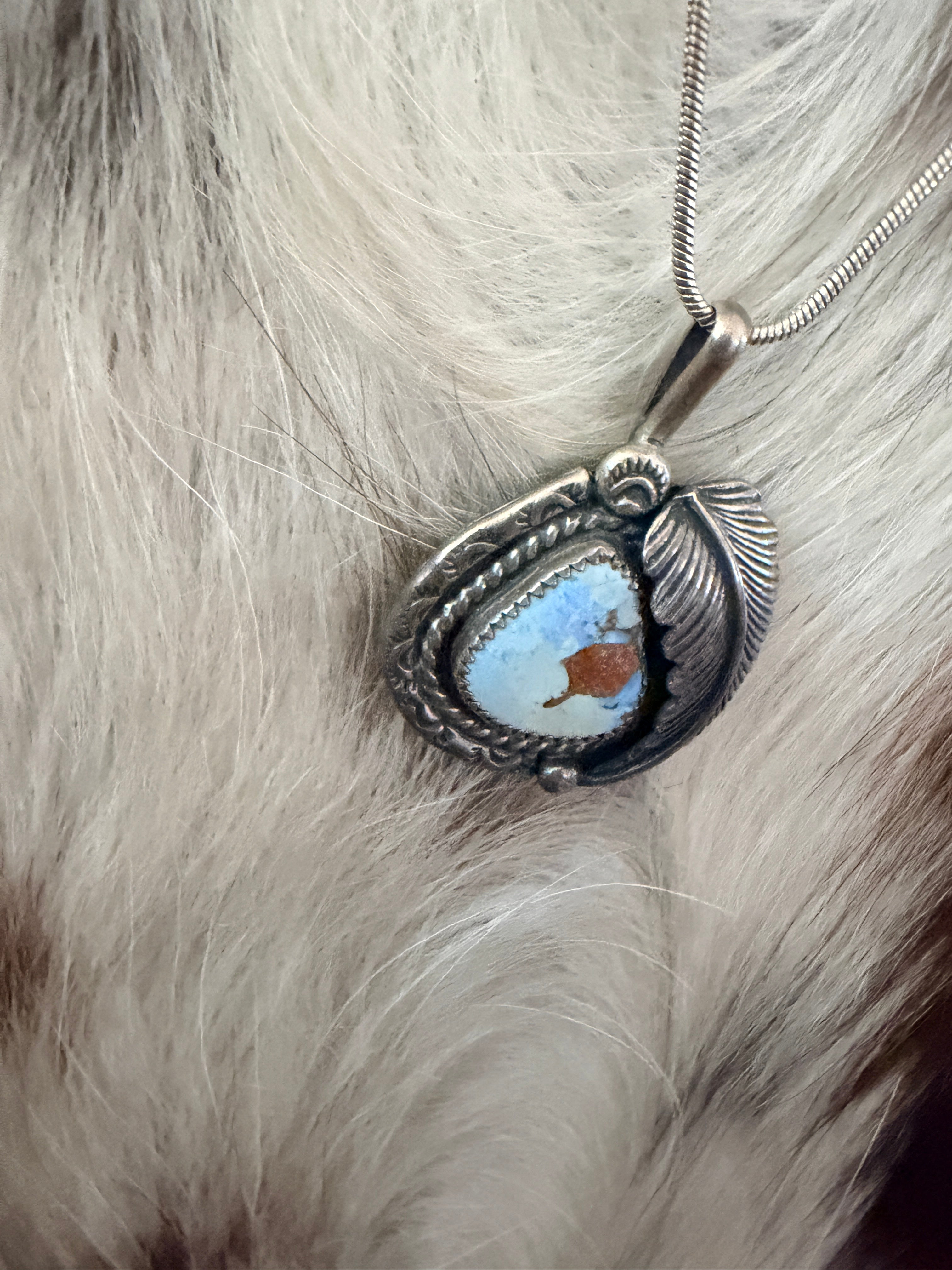Old Pawn Handcrafted Sterling Silver and Golden Hills Turquoise Necklace