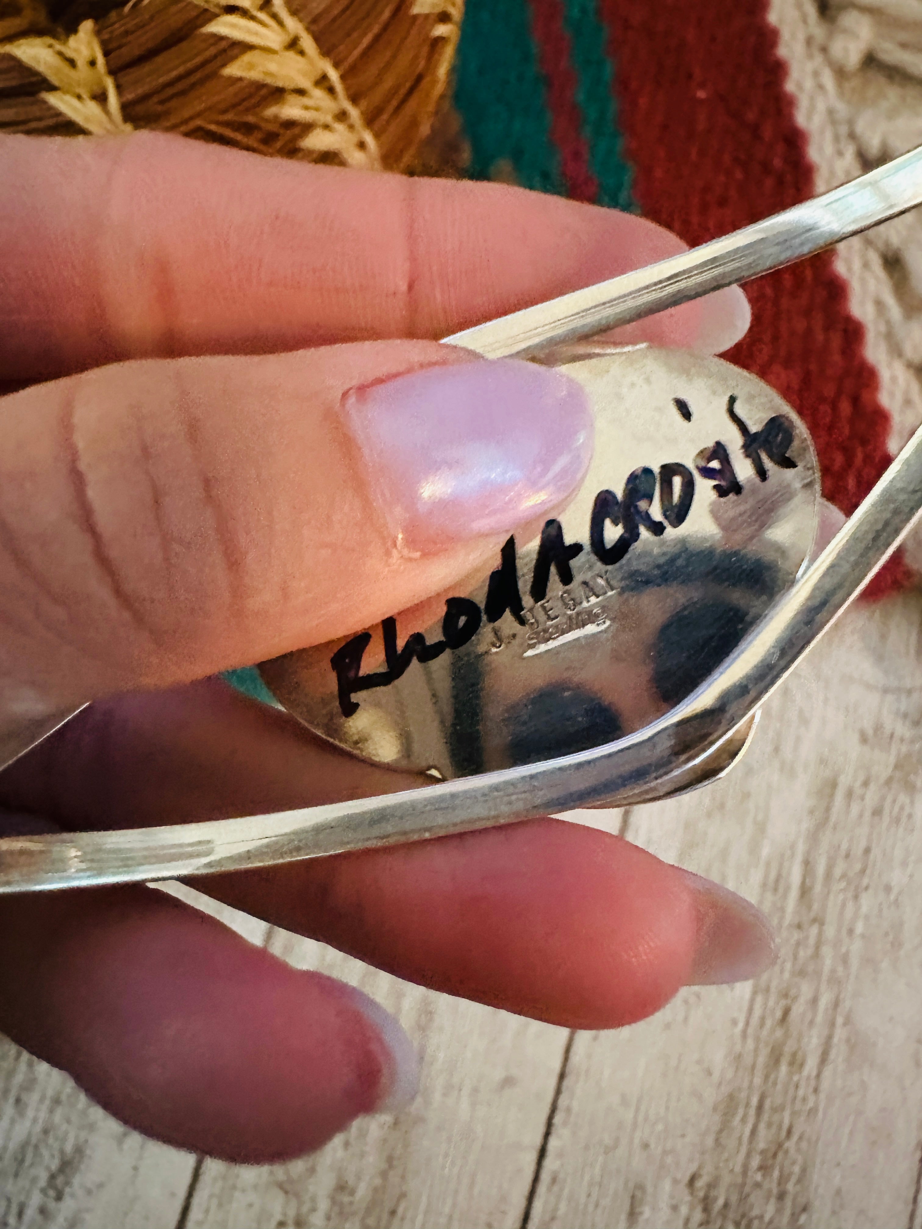 Handcrafted Sterling Silver & Rhodochrosite Cuff Bracelet