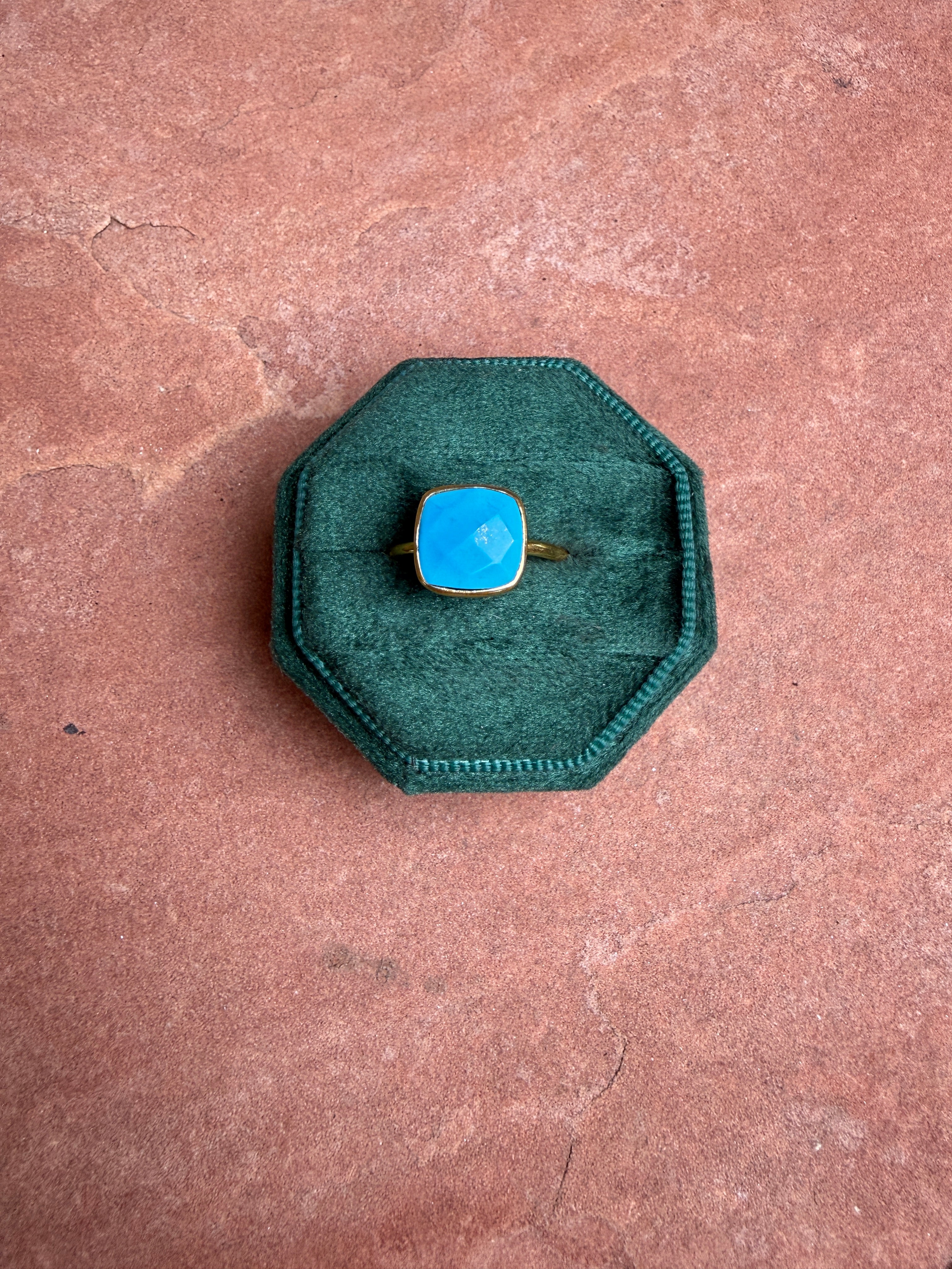 “The Golden Collection” Painted Desert Gold Plated Sterling Silver Turquoise Ring