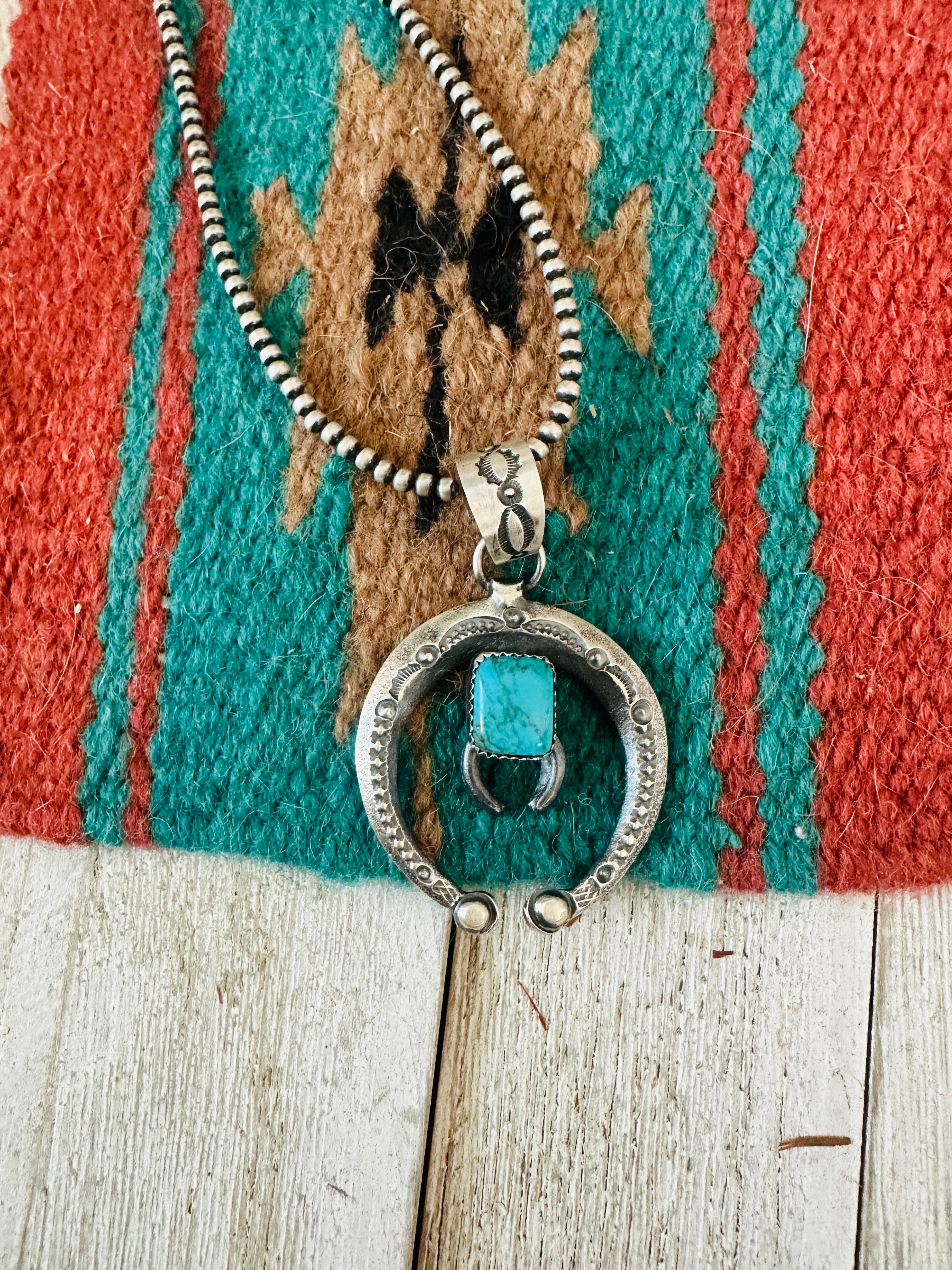 Handcrafted Sterling Silver & Turquoise Naja Pendant by Eva & Linberg Billah