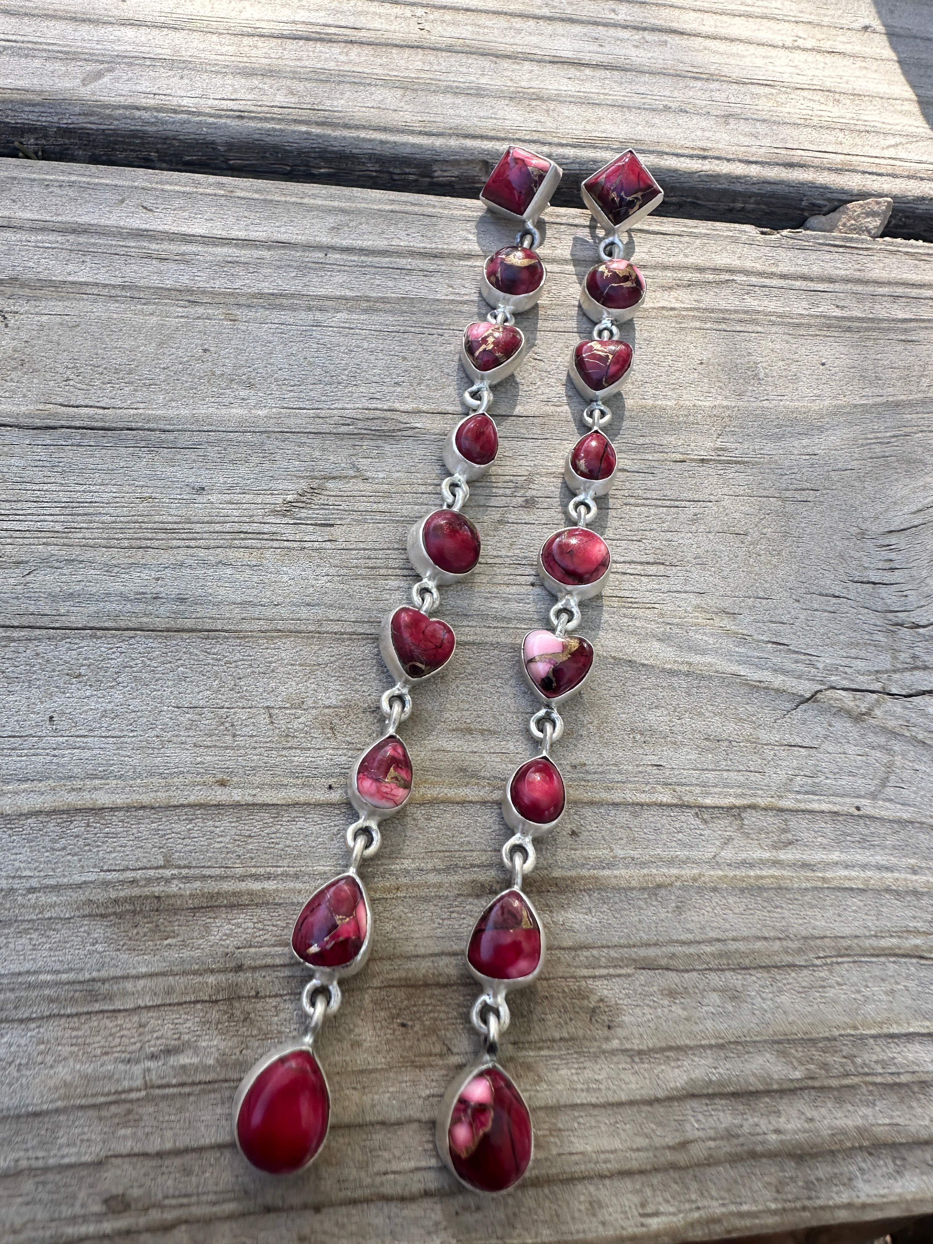 HONKY TONK Handmade Sterling Silver Dahlia Rose Dangles