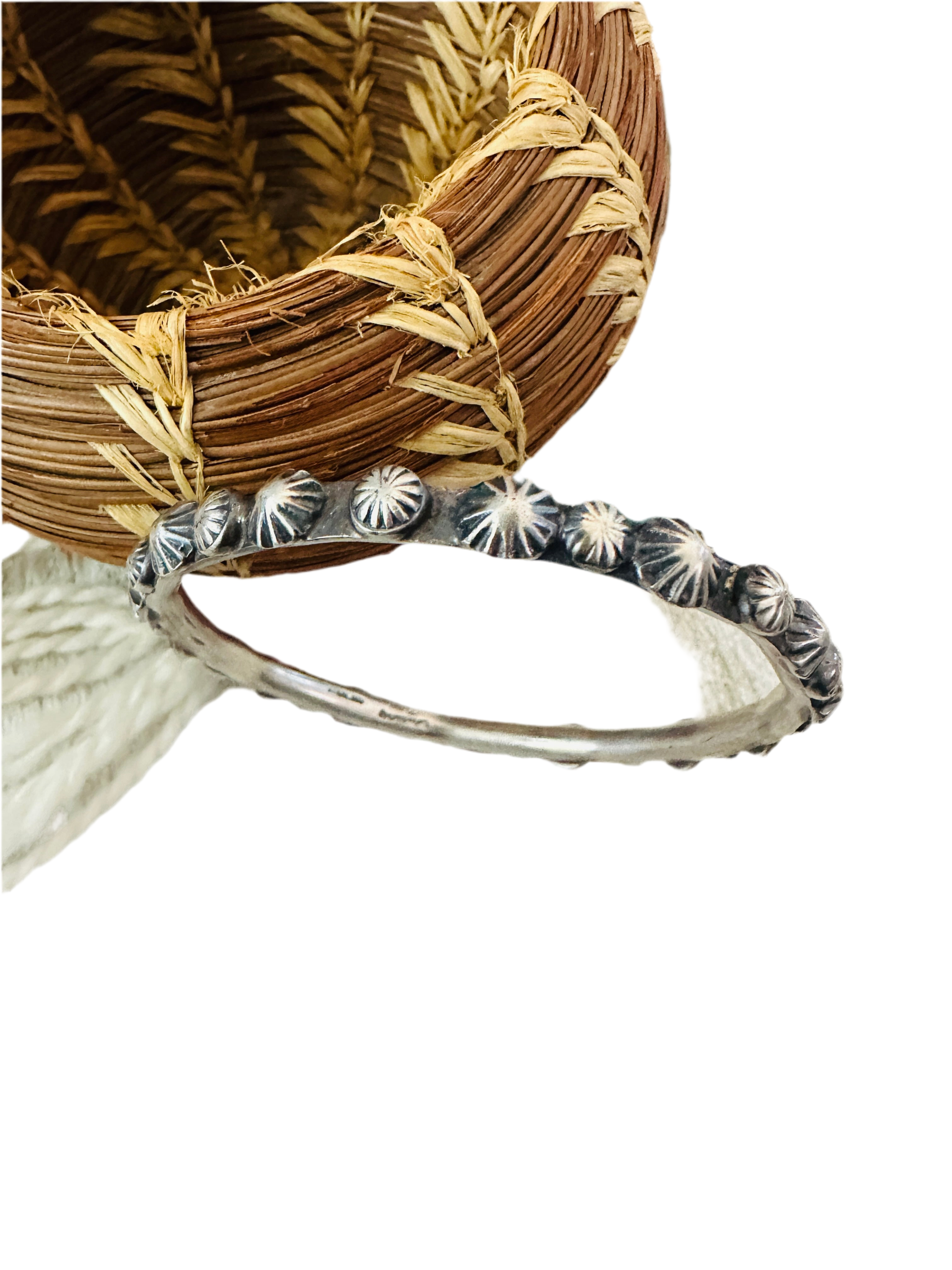 Chimney Butte Navajo Sterling Silver Studded Bangle Bracelet