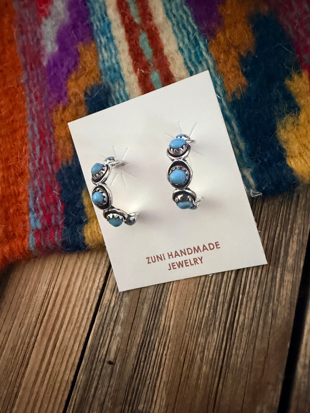 Handcrafted Sterling Silver & Turquoise Snake Eye Hoop Earrings