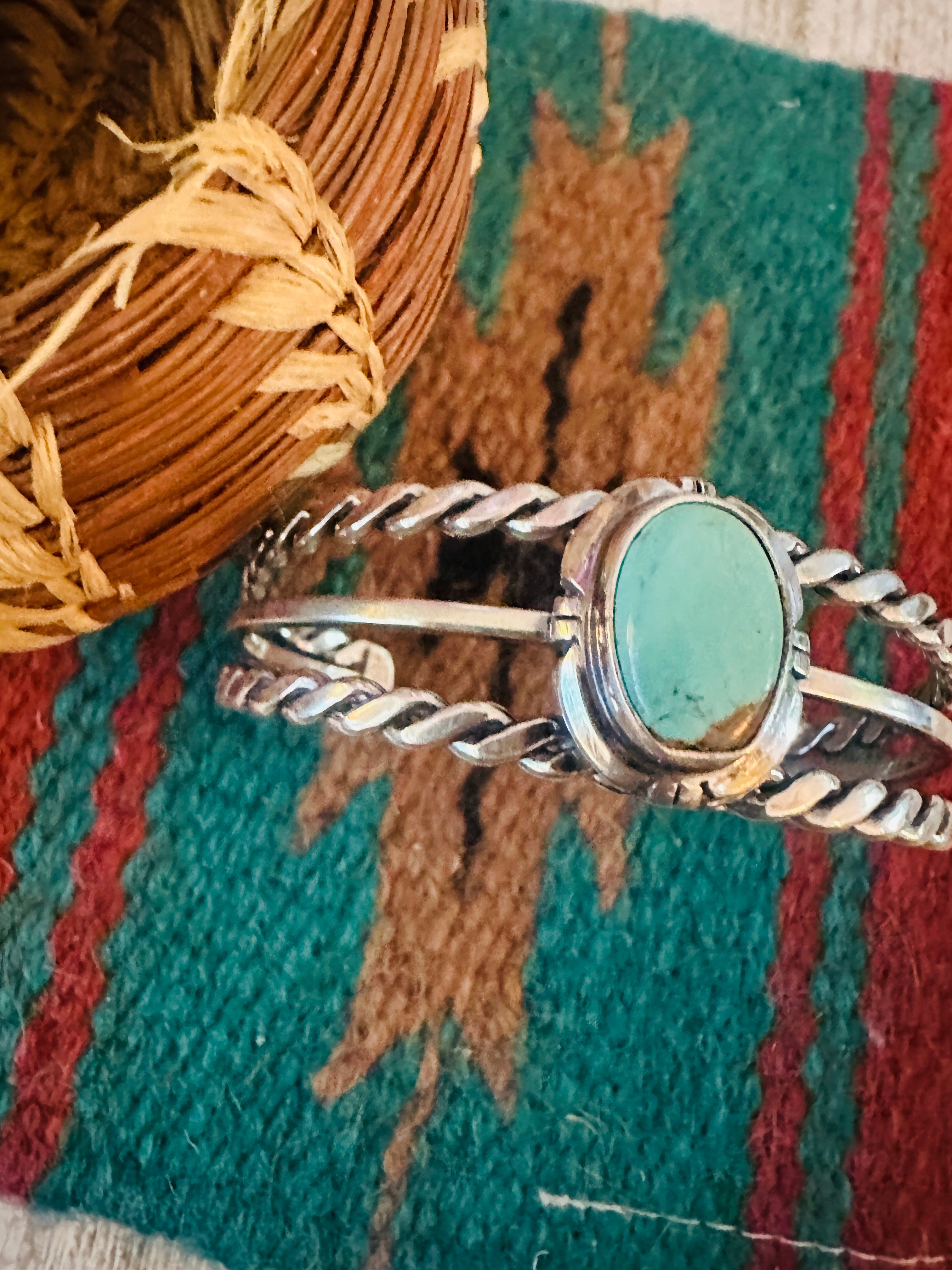 Handcrafted Twisted Sterling Silver & Turquoise Cuff Bracelet