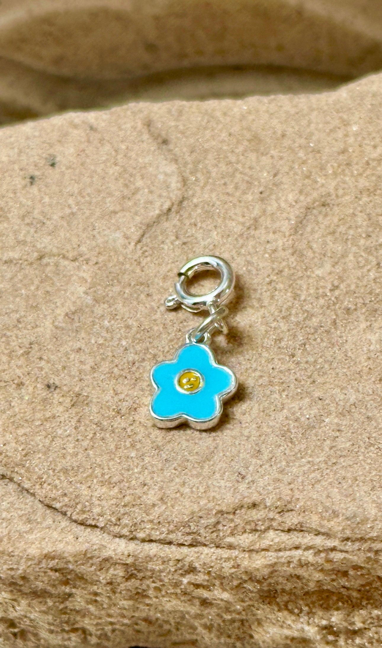 Sterling Silver Blue Flower Charm