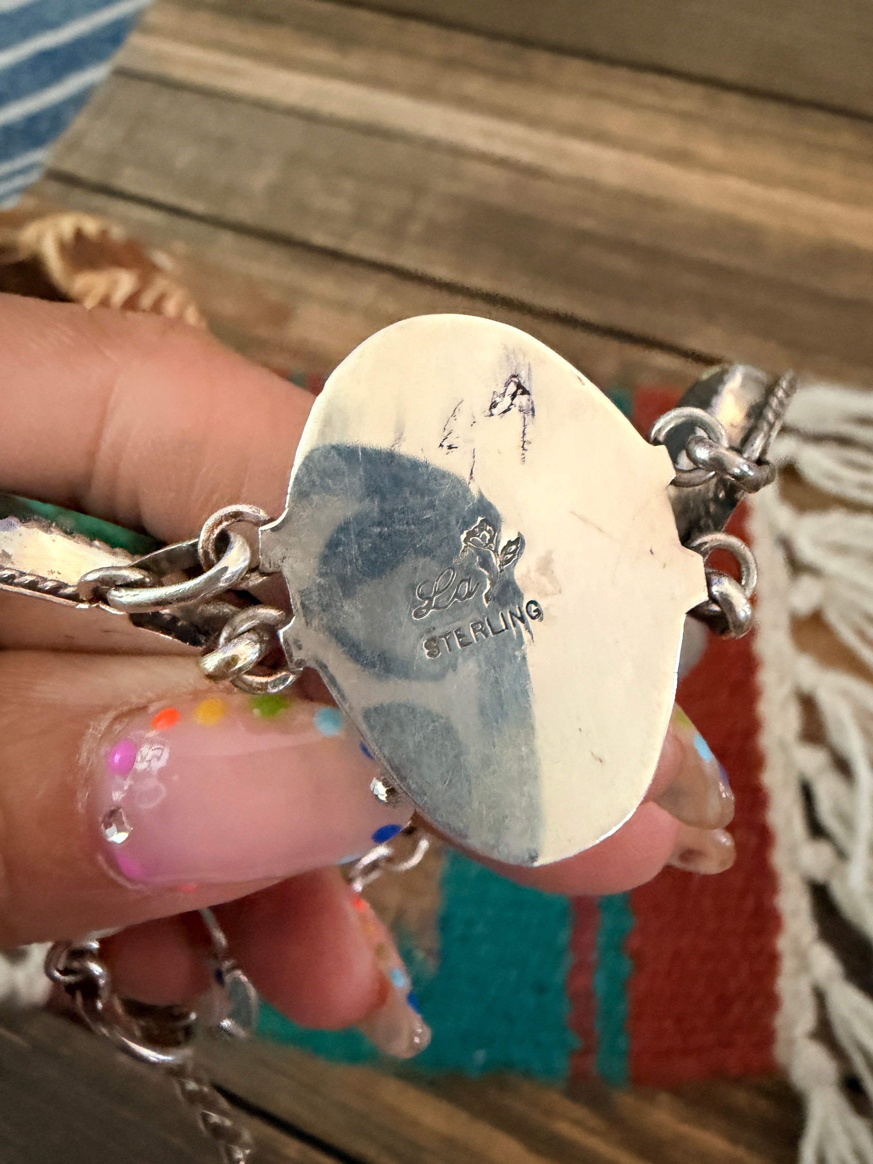 Handcrafted Sterling Silver & Sonoran Gold Turquoise Link Bracelet by La Rose Ganadonegro
