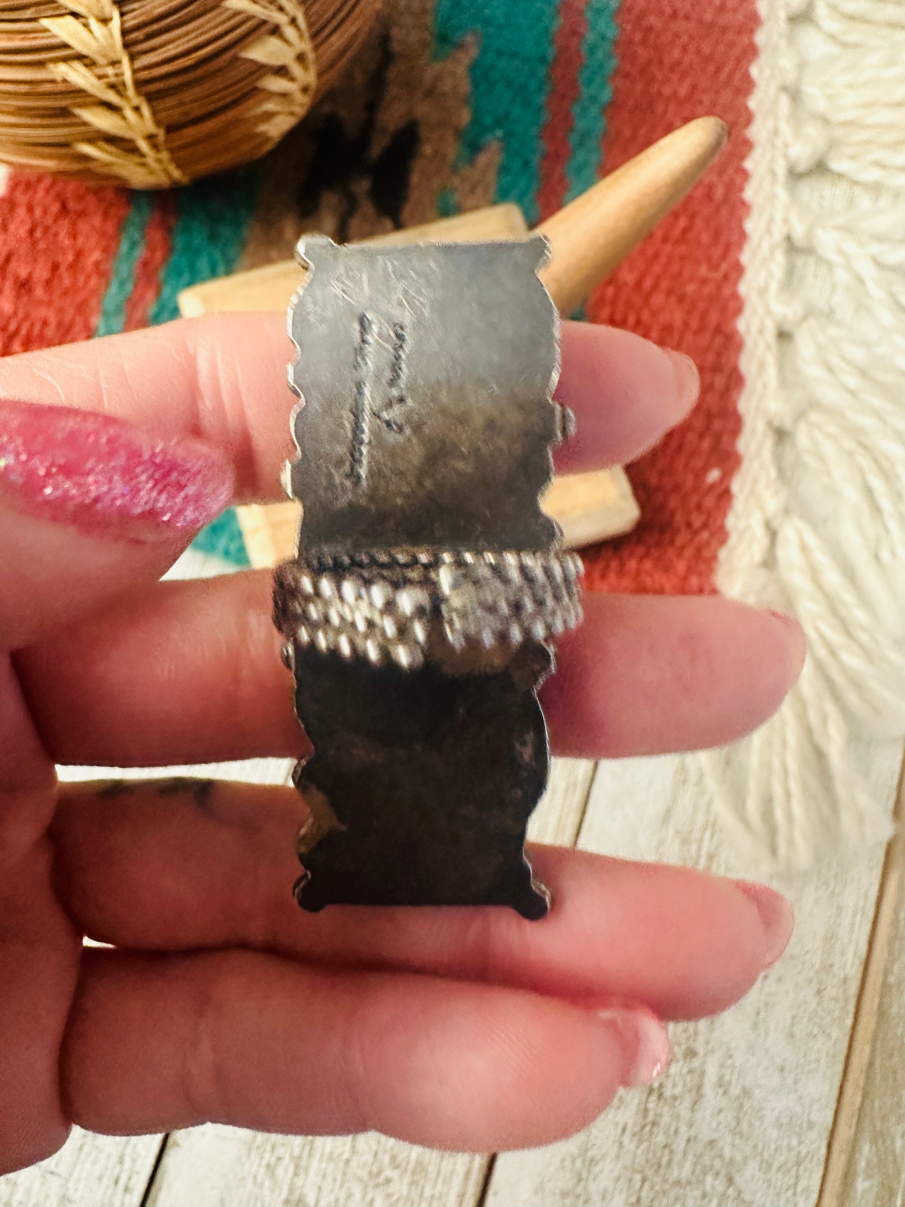 Handcrafted Turquoise & Sterling Silver Adjustable Ring by Jacqueline Silver