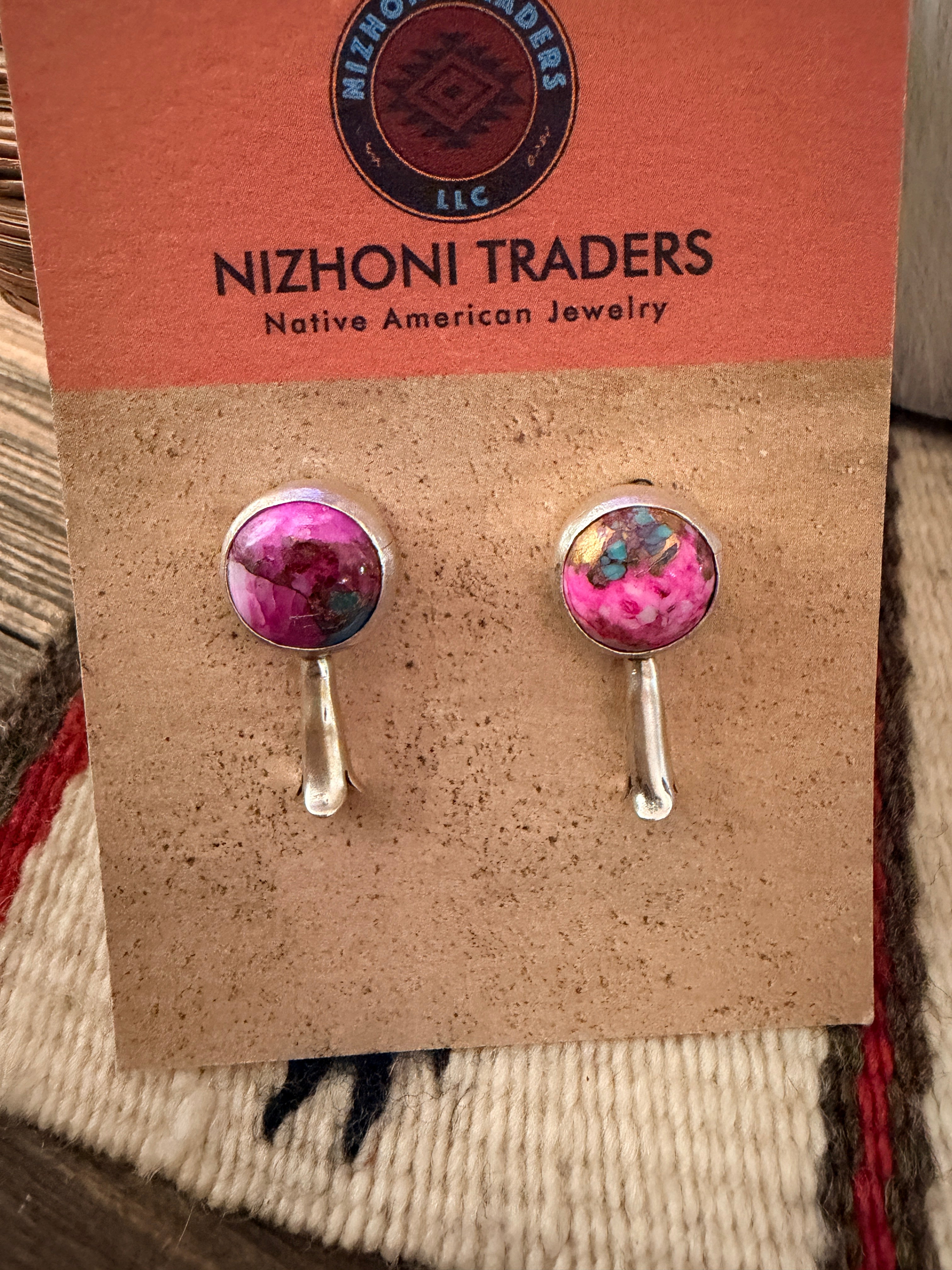 Handcrafted Pink Dream Mojave & Sterling Silver Squash Blossom Necklace and Earring Set