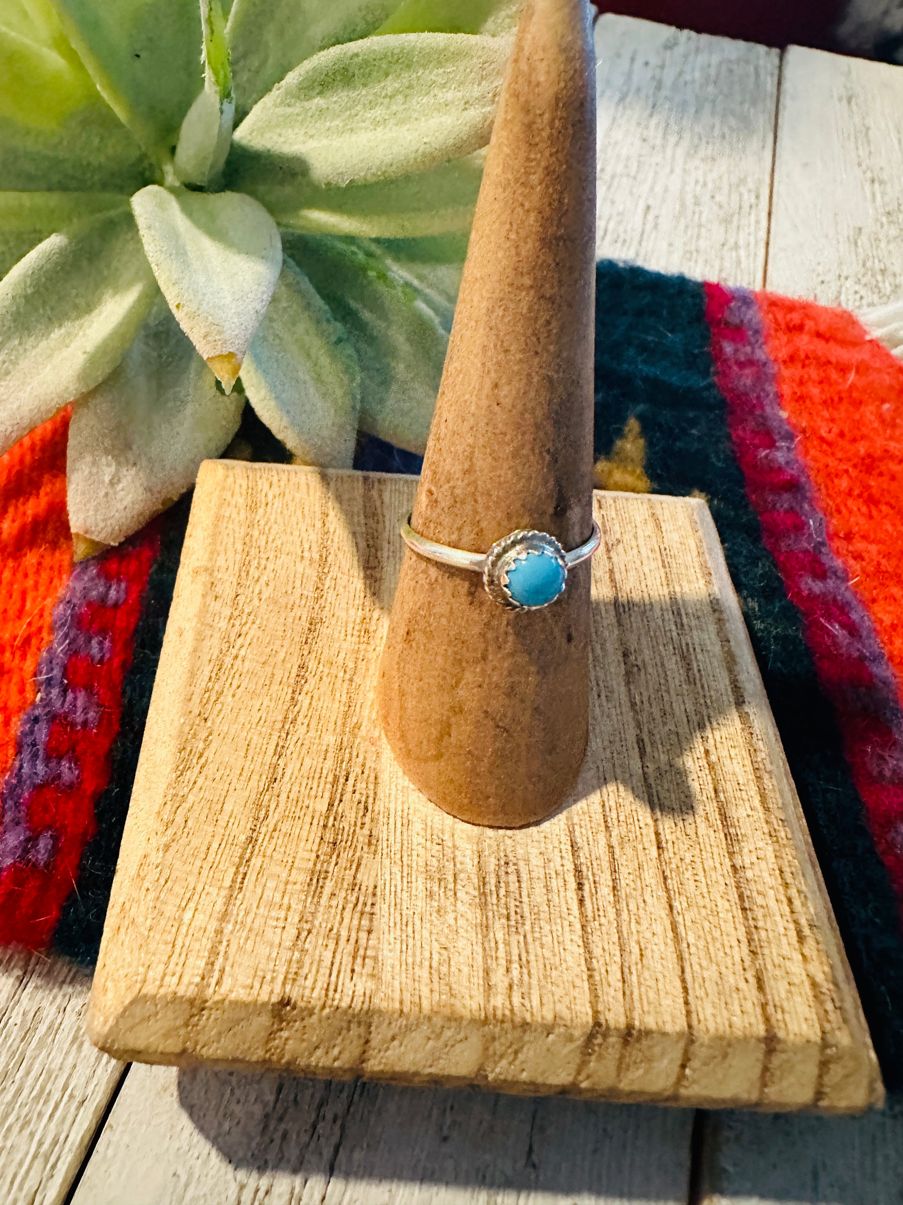 Handcrafted Turquoise & Sterling Silver Stacker Ring