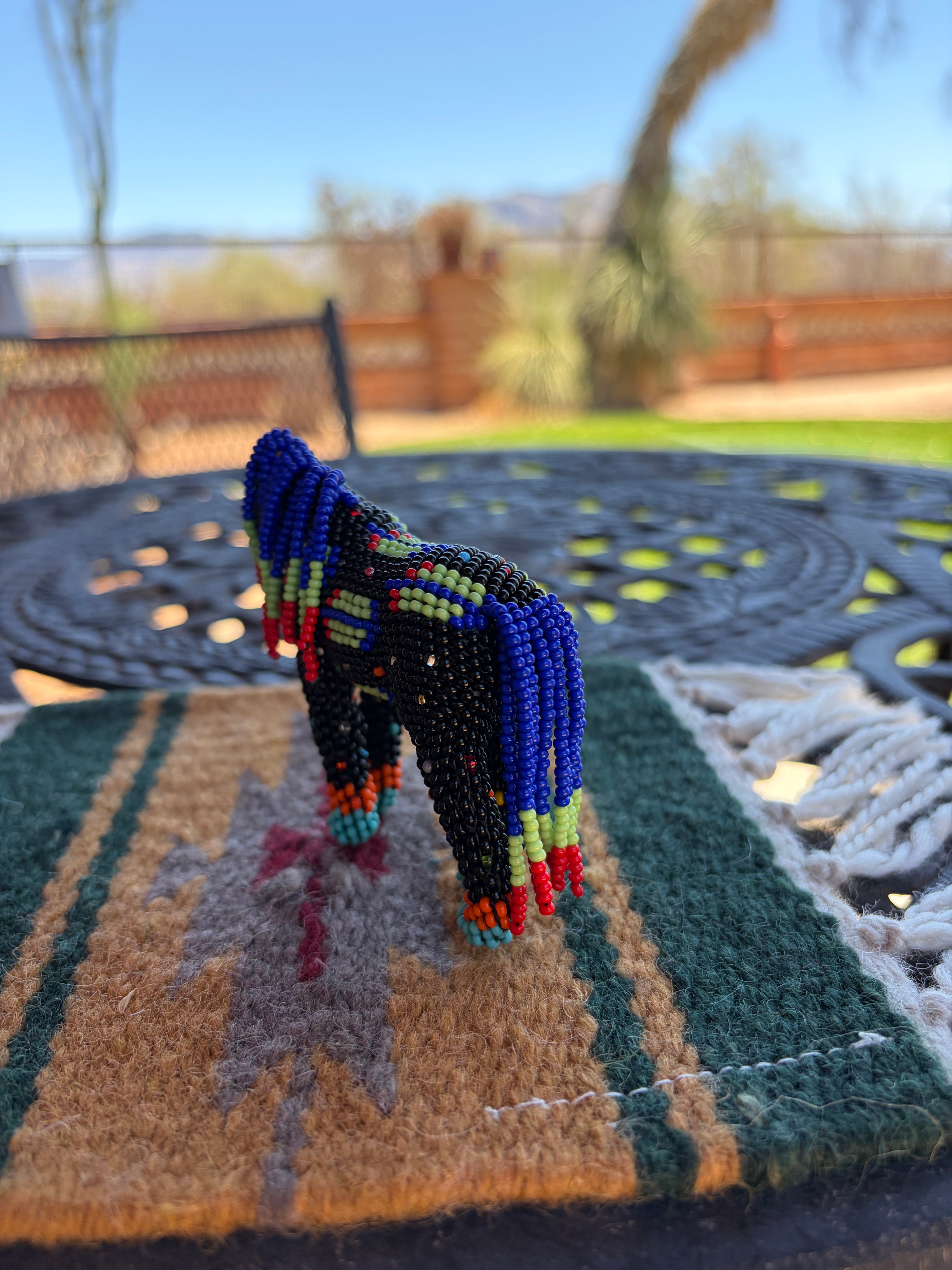 Handmade Peyote Stitched Horse Figurine- Black 12