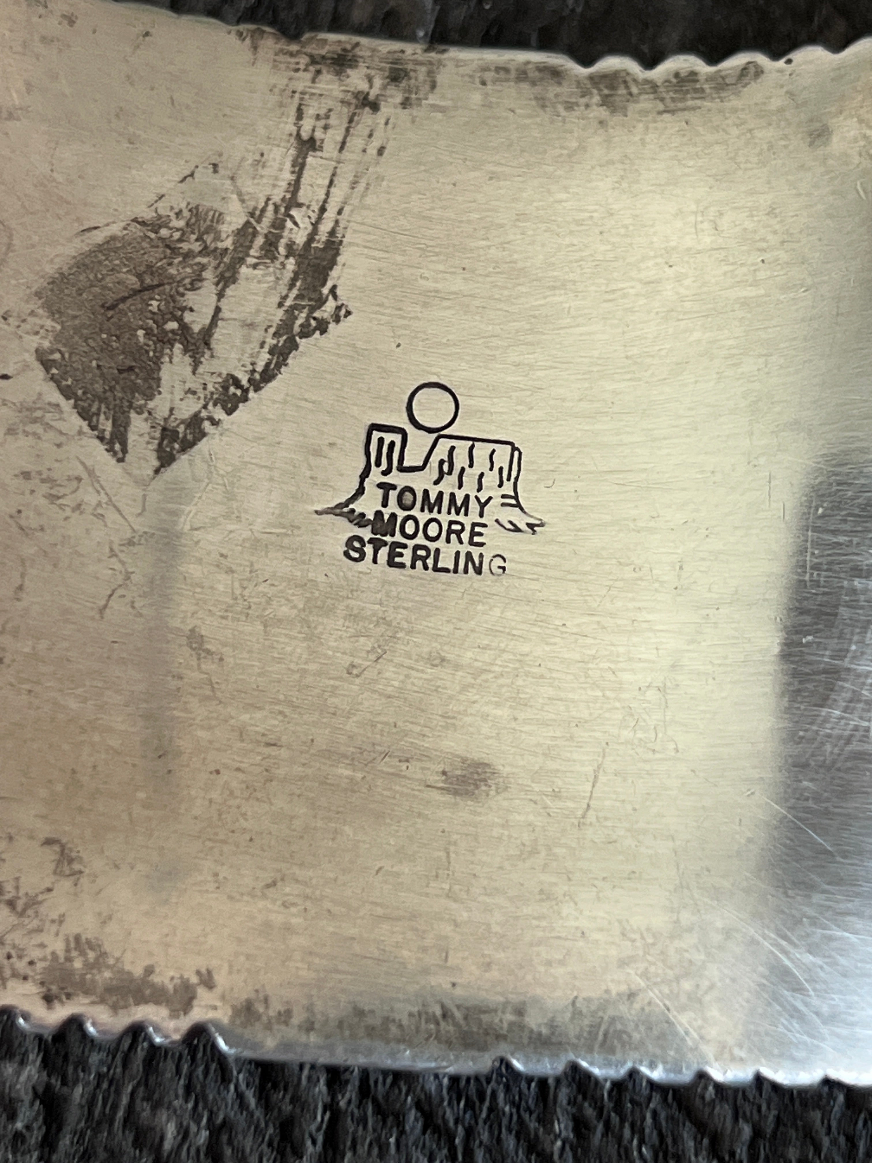 Old Pawn Sterling Silver and Black Onyx Cuff Bracelet by Tommy Moore