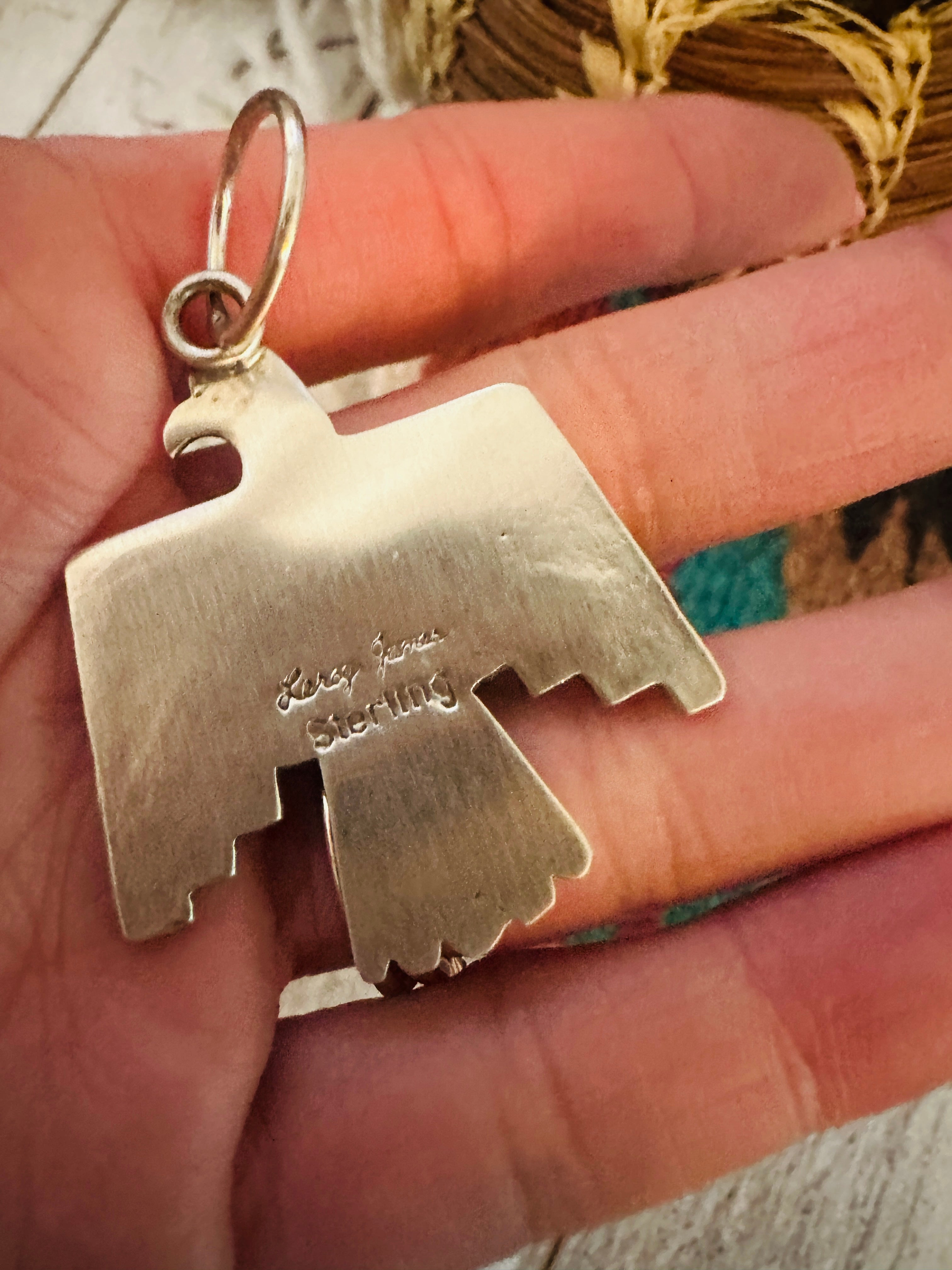 Handcrafted Sterling Silver & Queen Pink Conch Thunderbird Pendant