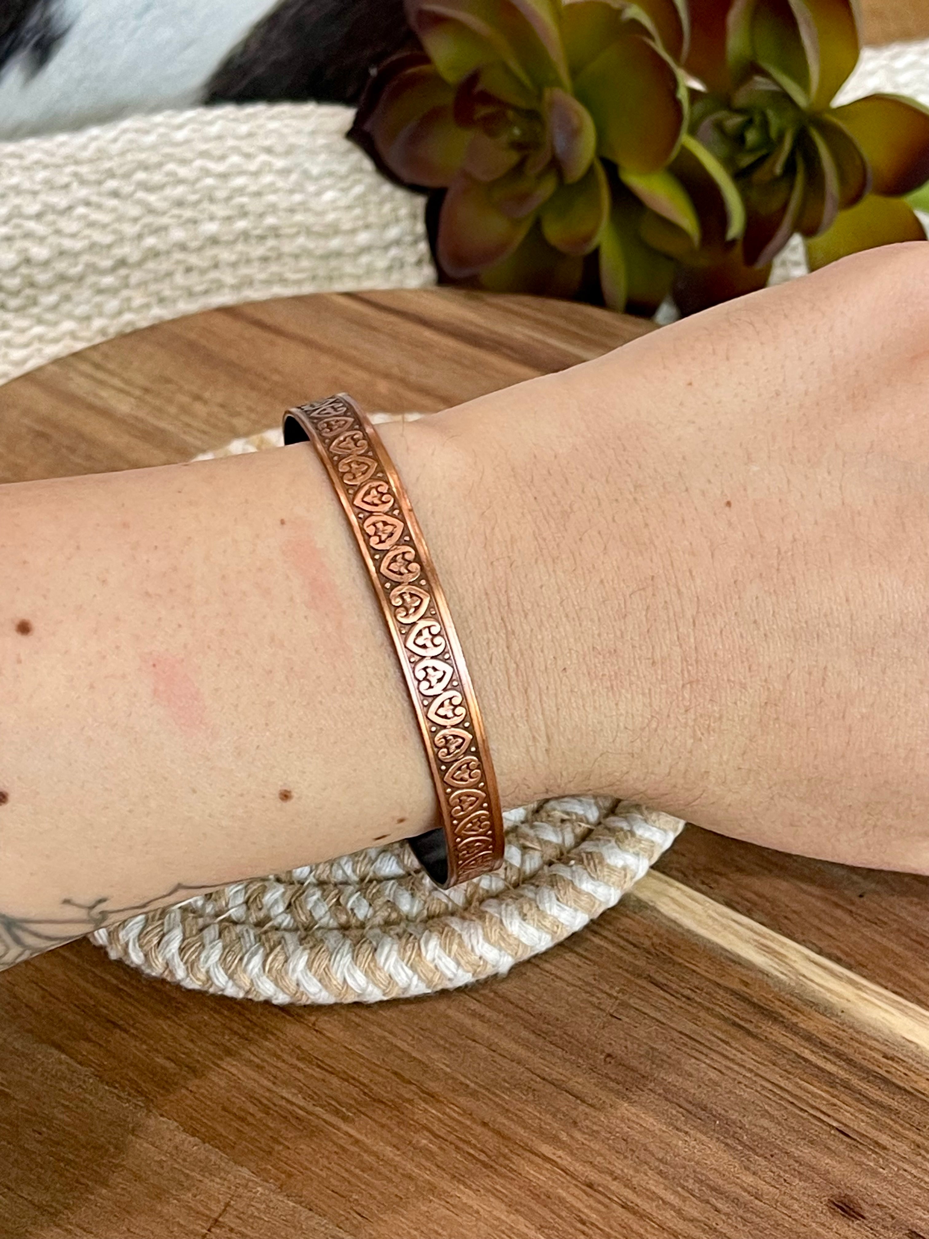 Vintage Handmade Copper Heart Bracelet