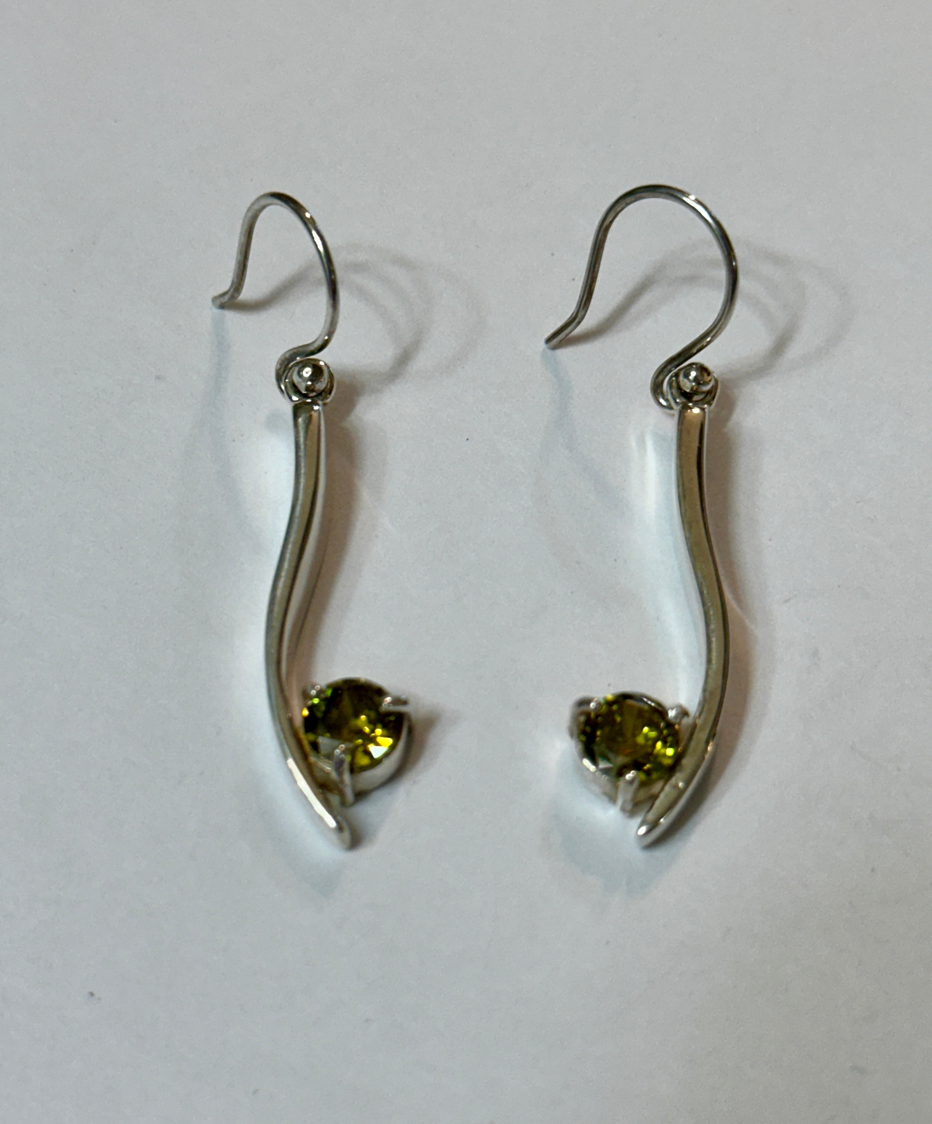 Arc Earrings w/ Green Crystal