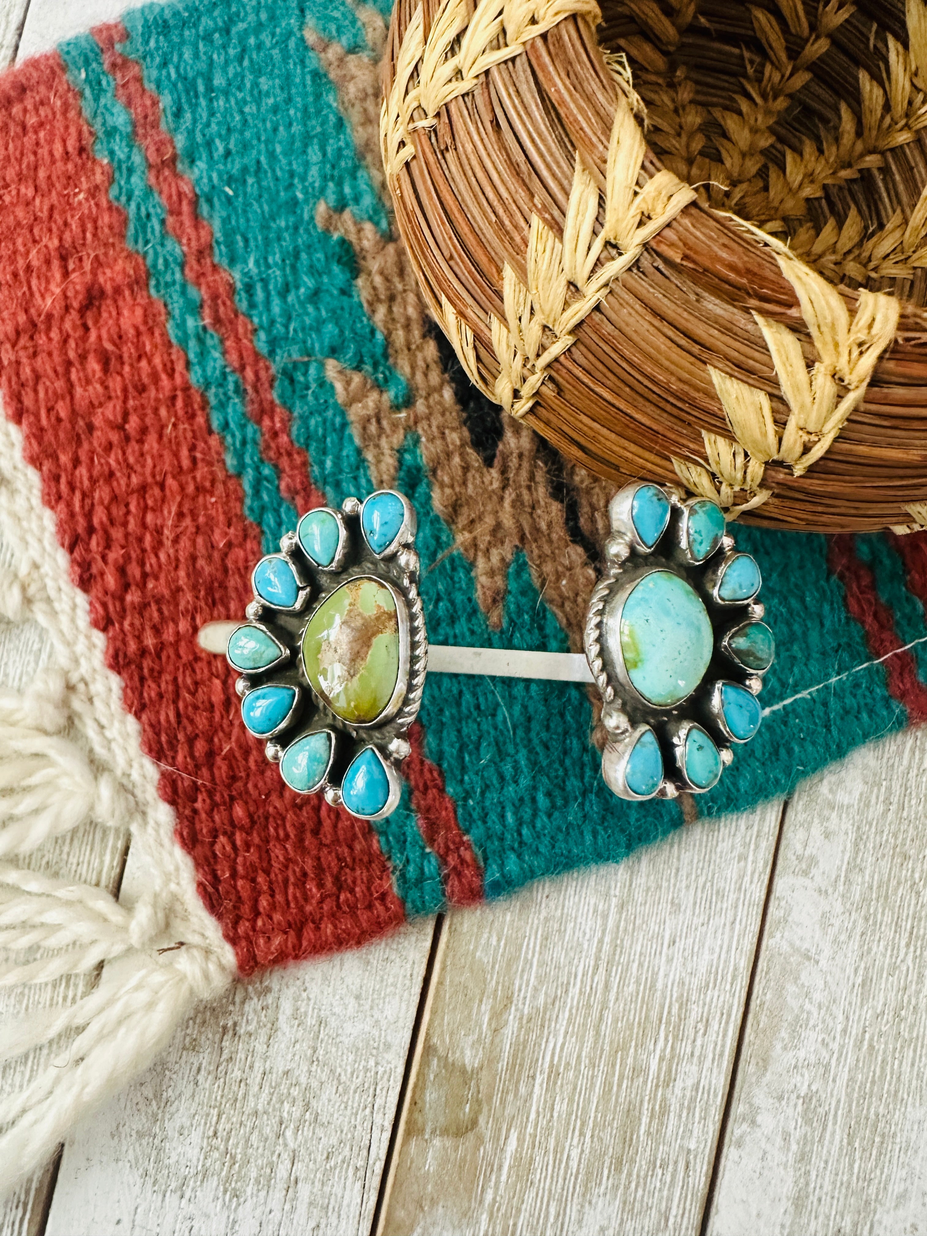 Handcrafted Turquoise & Sterling Silver Floating Cuff Bracelet /