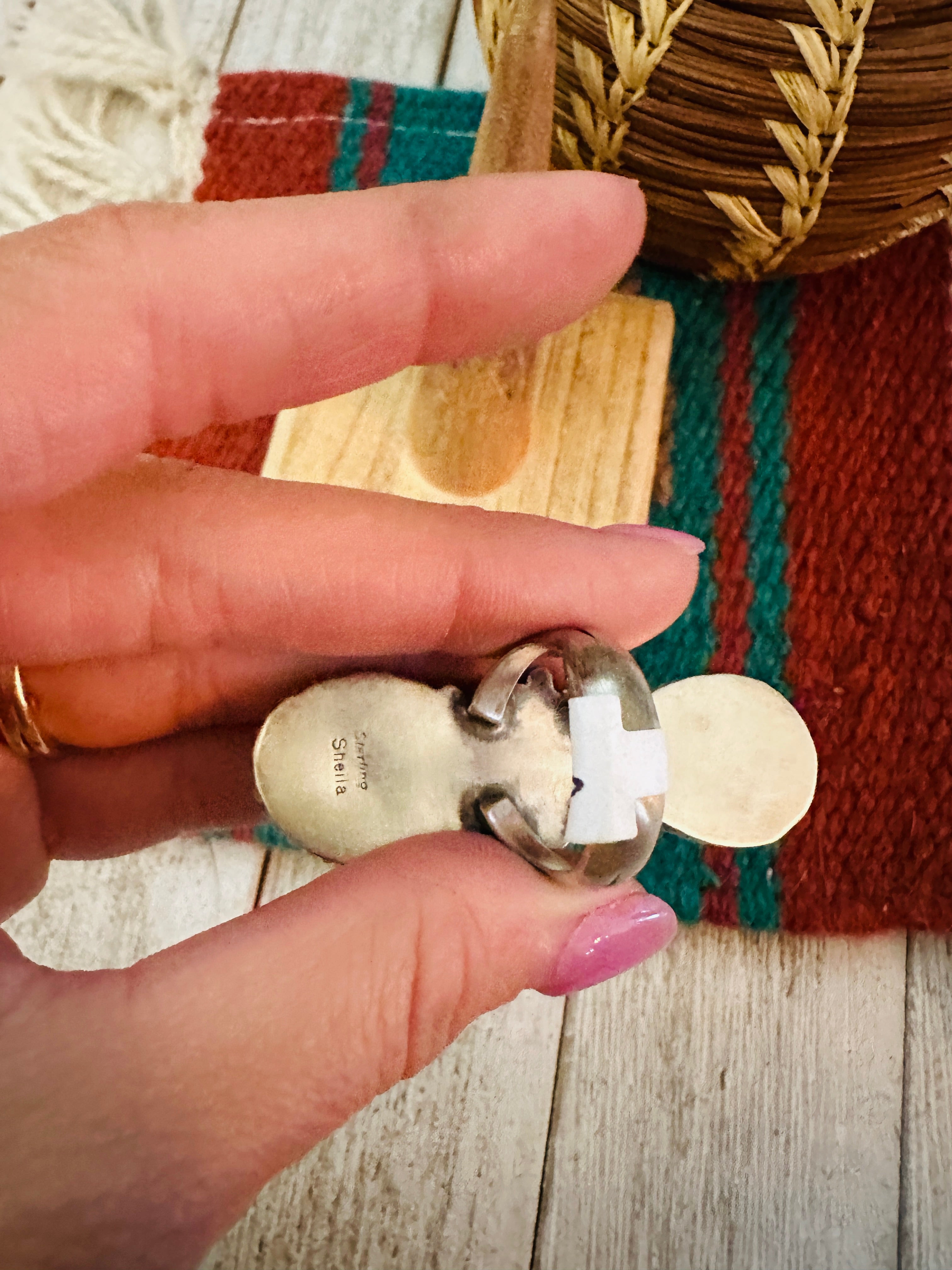 Handcrafted Sterling Silver & Kingman Turquoise Ring Size 8