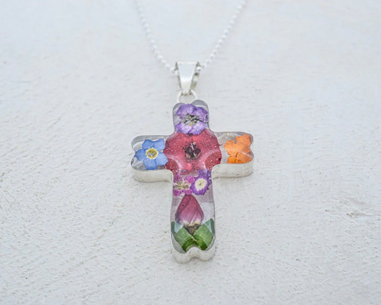 Primavera Cross Pendant Sterling Silver Necklace