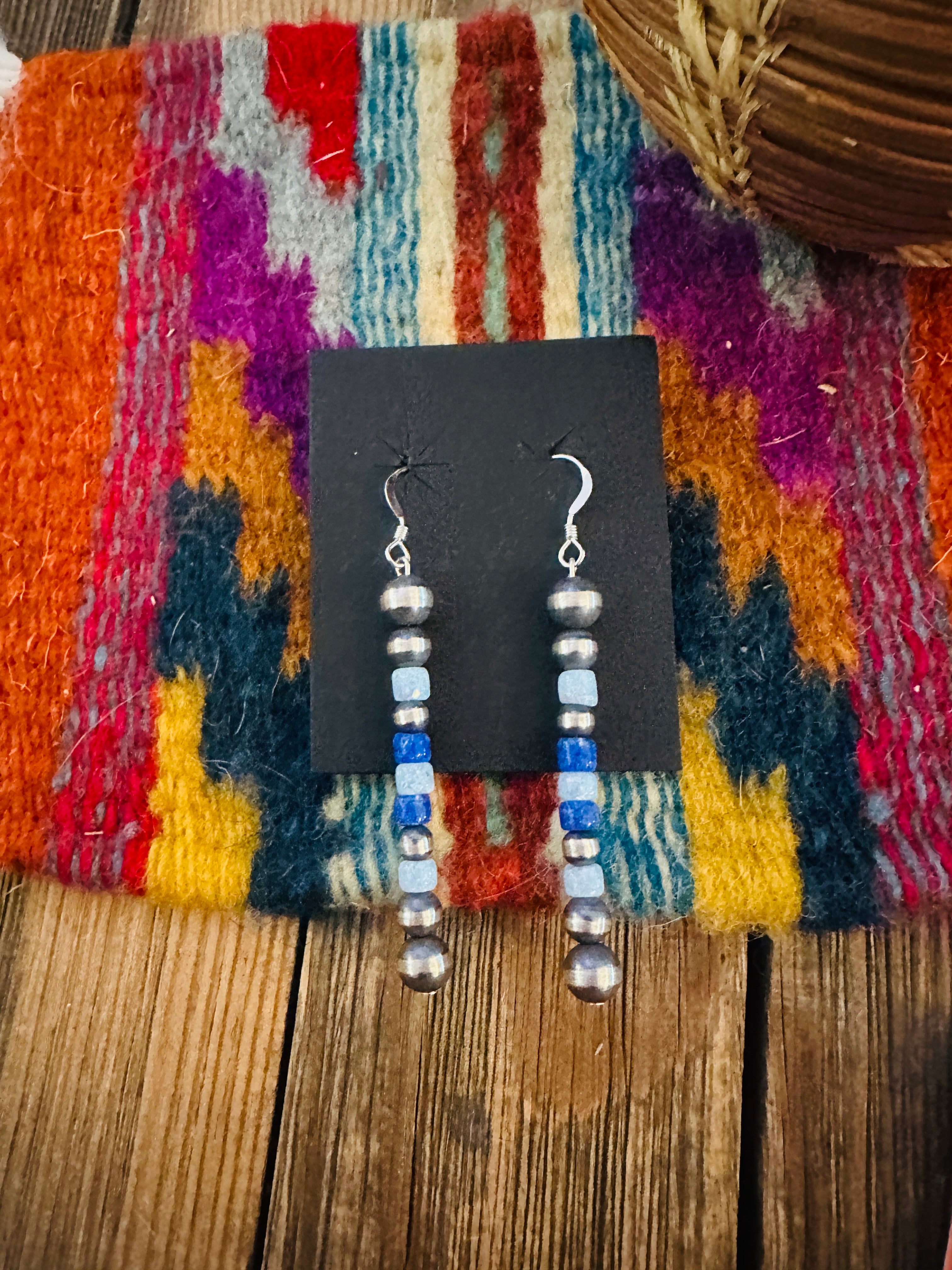 Handcrafted Opal & Sterling Silver Pearl Beaded Dangle Earrings