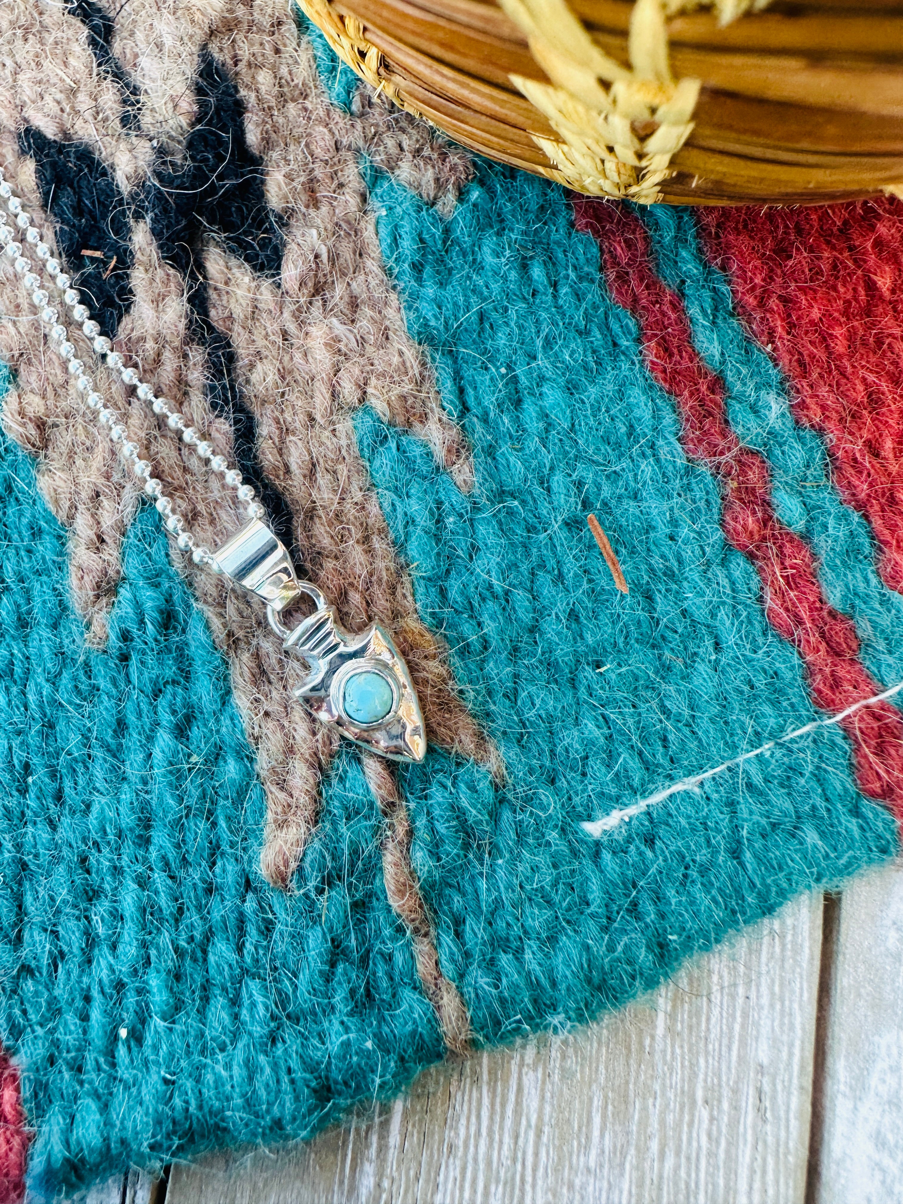 Handcrafted Sterling Silver and Turquoise Arrowhead Mini Pendant