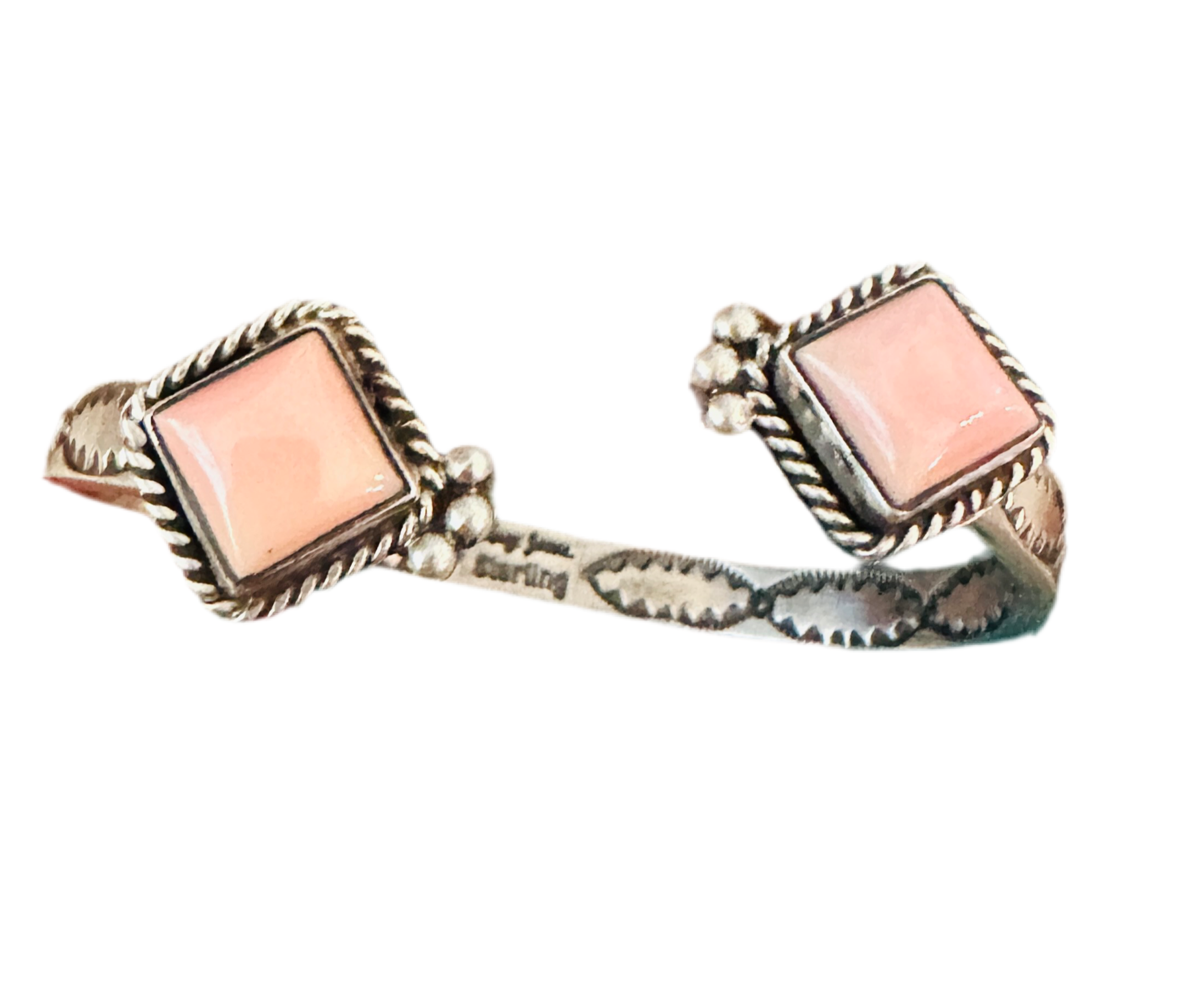 Navajo Queen Pink Conch & Sterling Silver Floating Cuff Bracelet