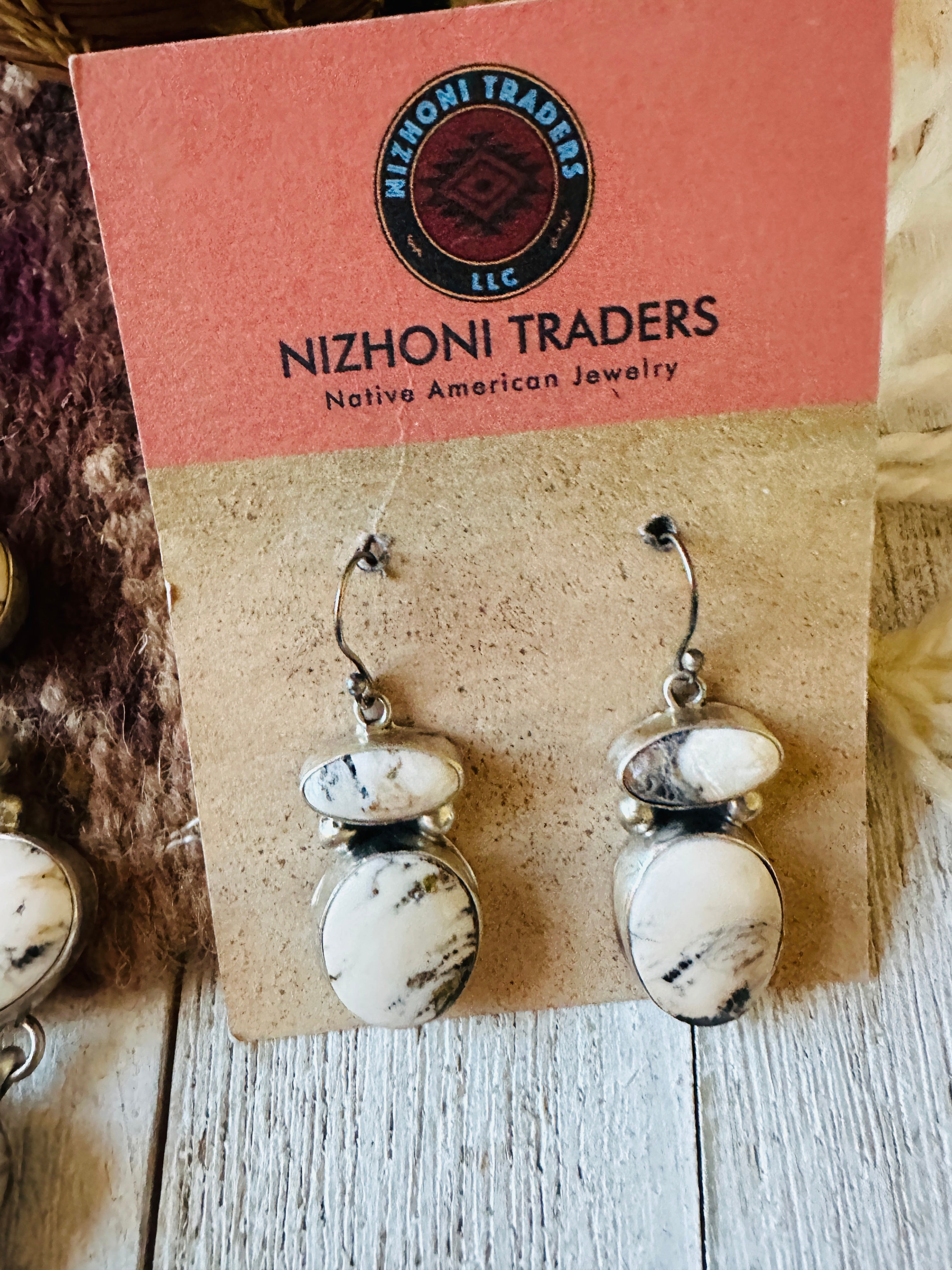 Handcrafted Sterling Silver & White Buffalo Necklace Set by Ella Peter