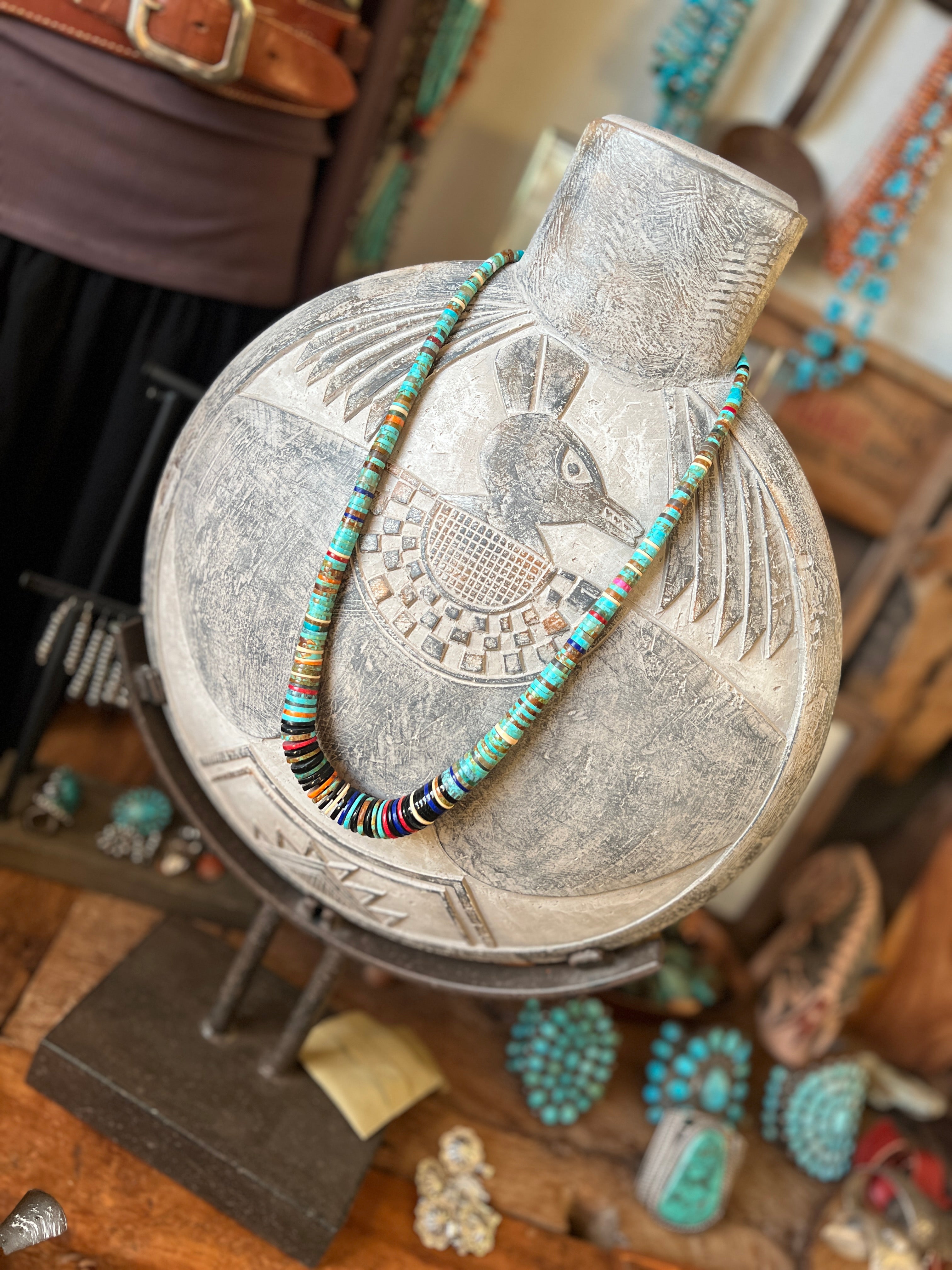 Ronald Chavez Handcrafted Multistone Heishi Beaded Santo Domingo Necklace, #2