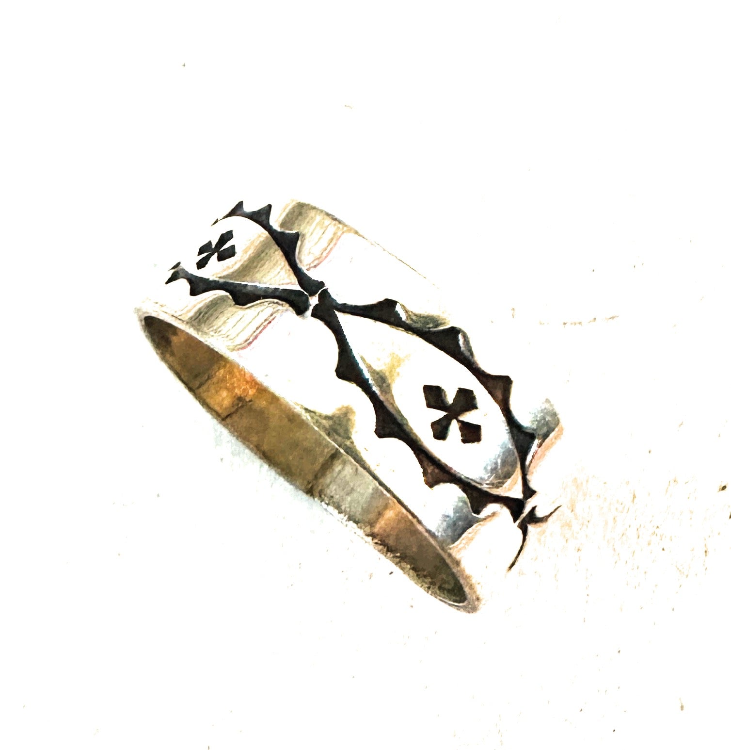 Handcrafted Hand Stamped Sterling Silver Band Ring Size 15