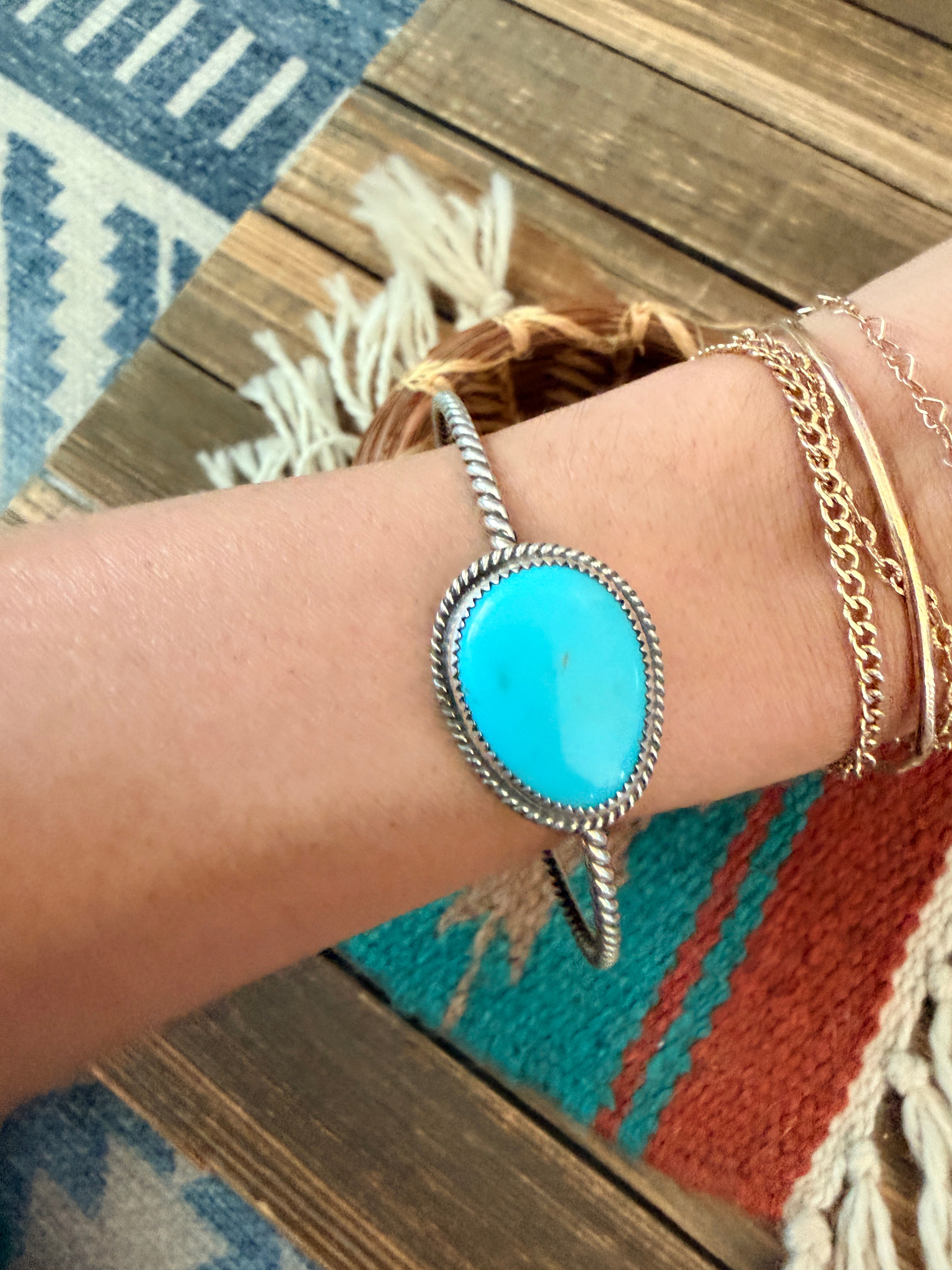 Handmade Turquoise & Sterling Silver Bangle Bracelet