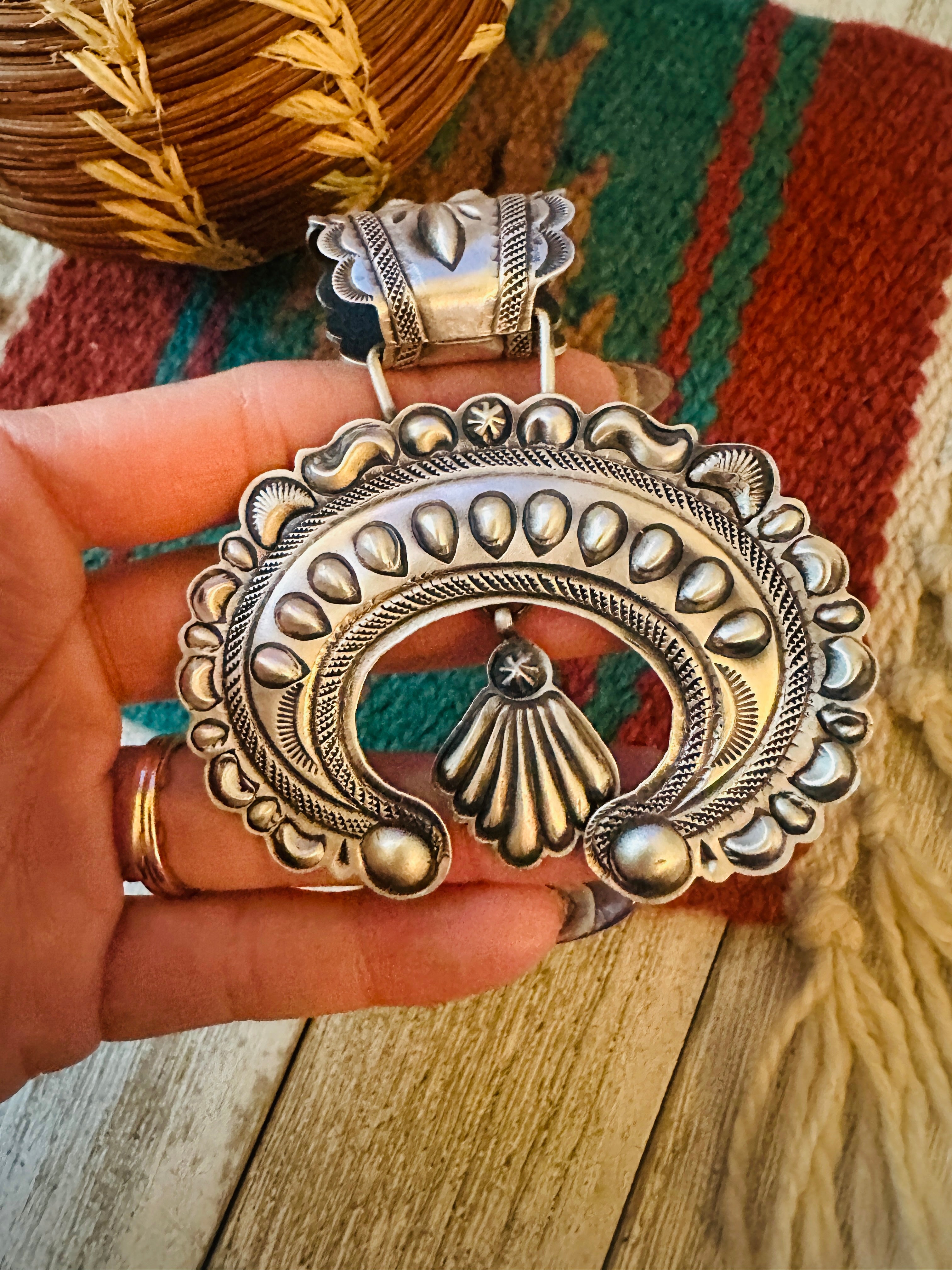 Handcrafted Sterling Silver Naja Pendant by Eugene Charley