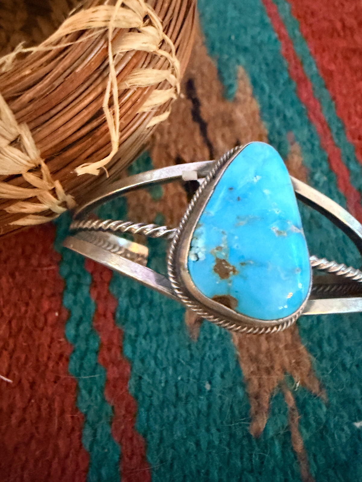 Handcrafted Sterling Silver and Turquoise Cuff Bracelet by Paul Livingston