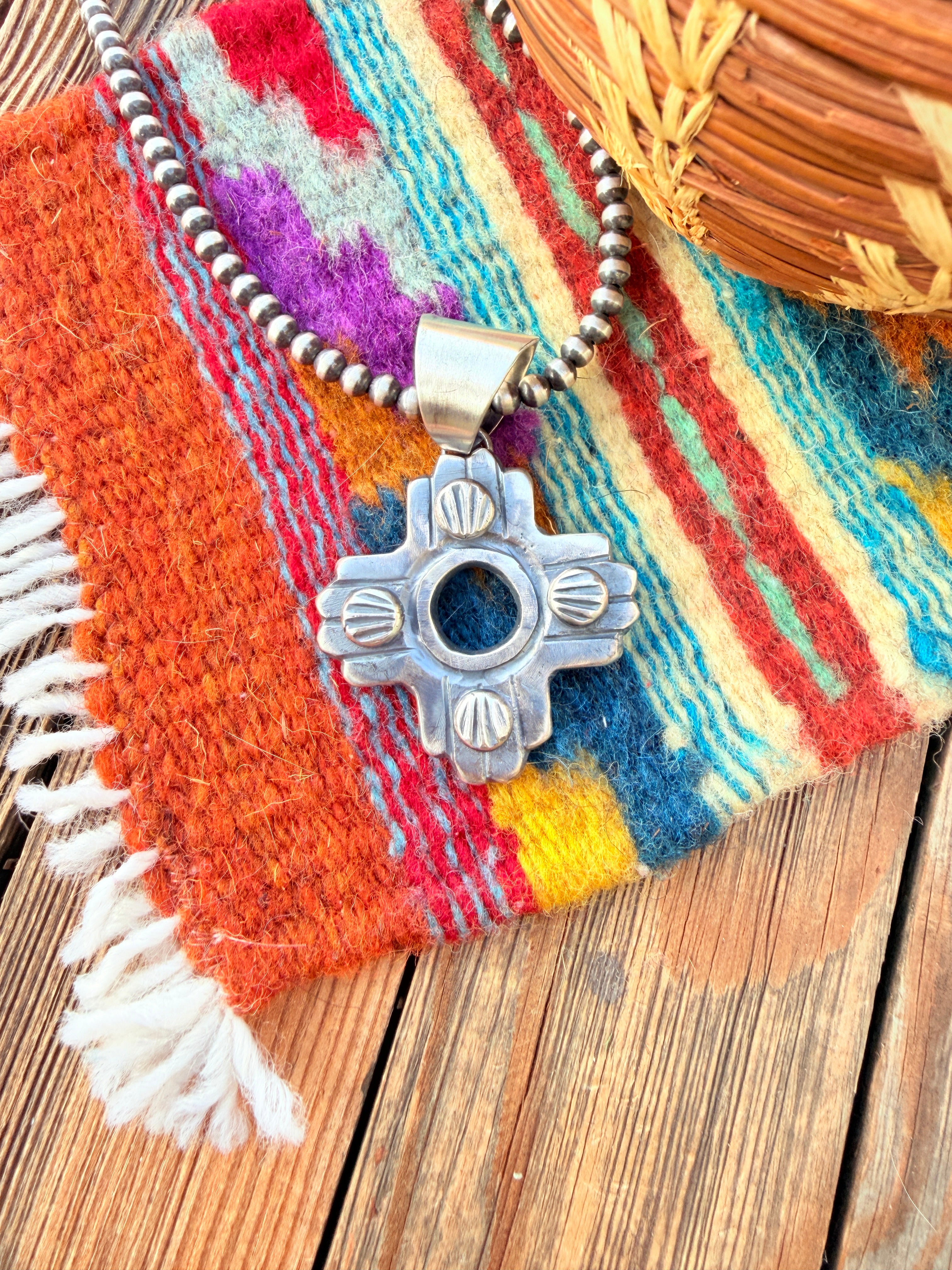 Handcrafted Sterling Silver Zia Cross Pendant by Chimney Butte