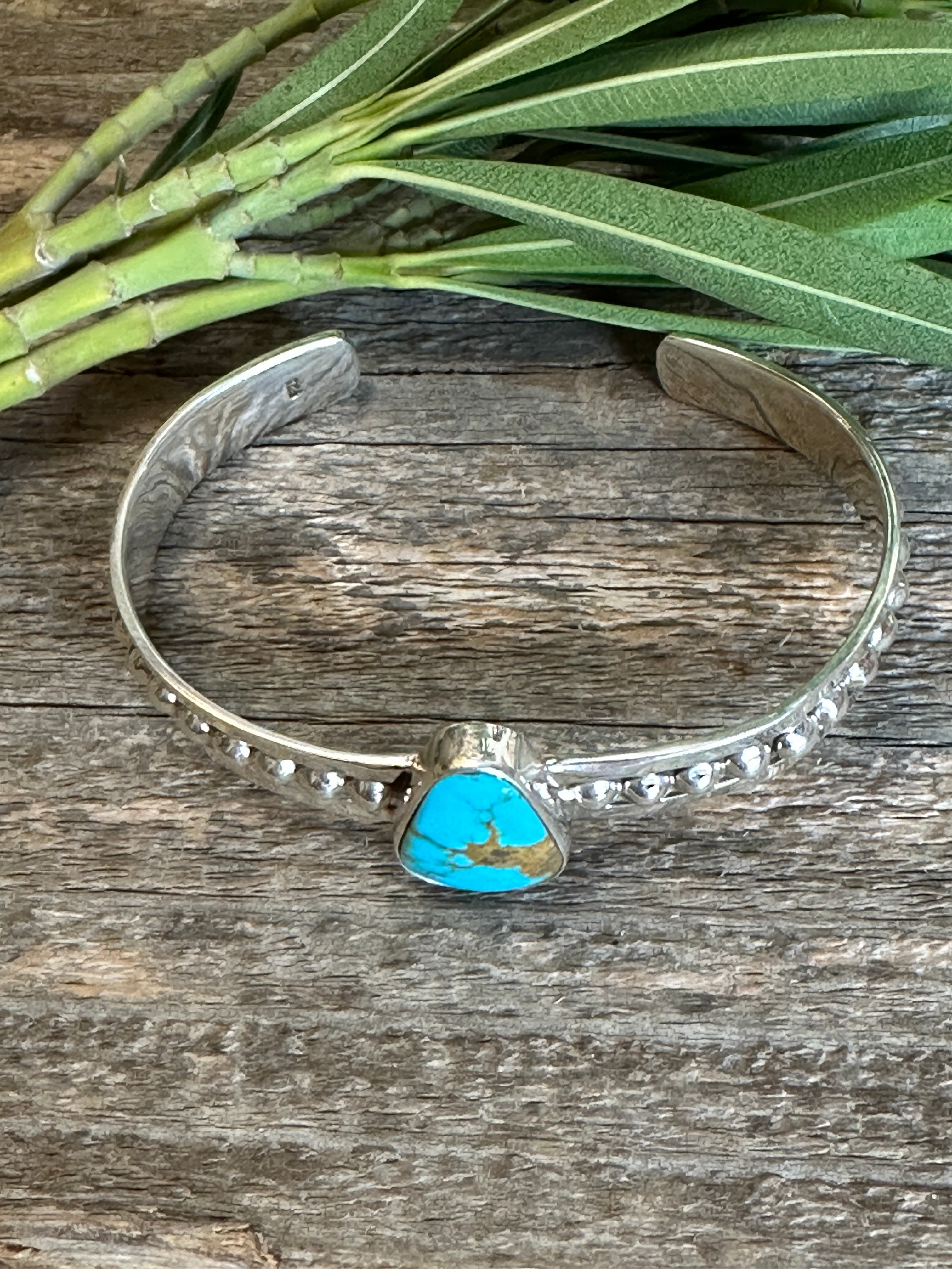 Handmade Turquoise Sterling Silver Tear Drop Cuff Bracelet
