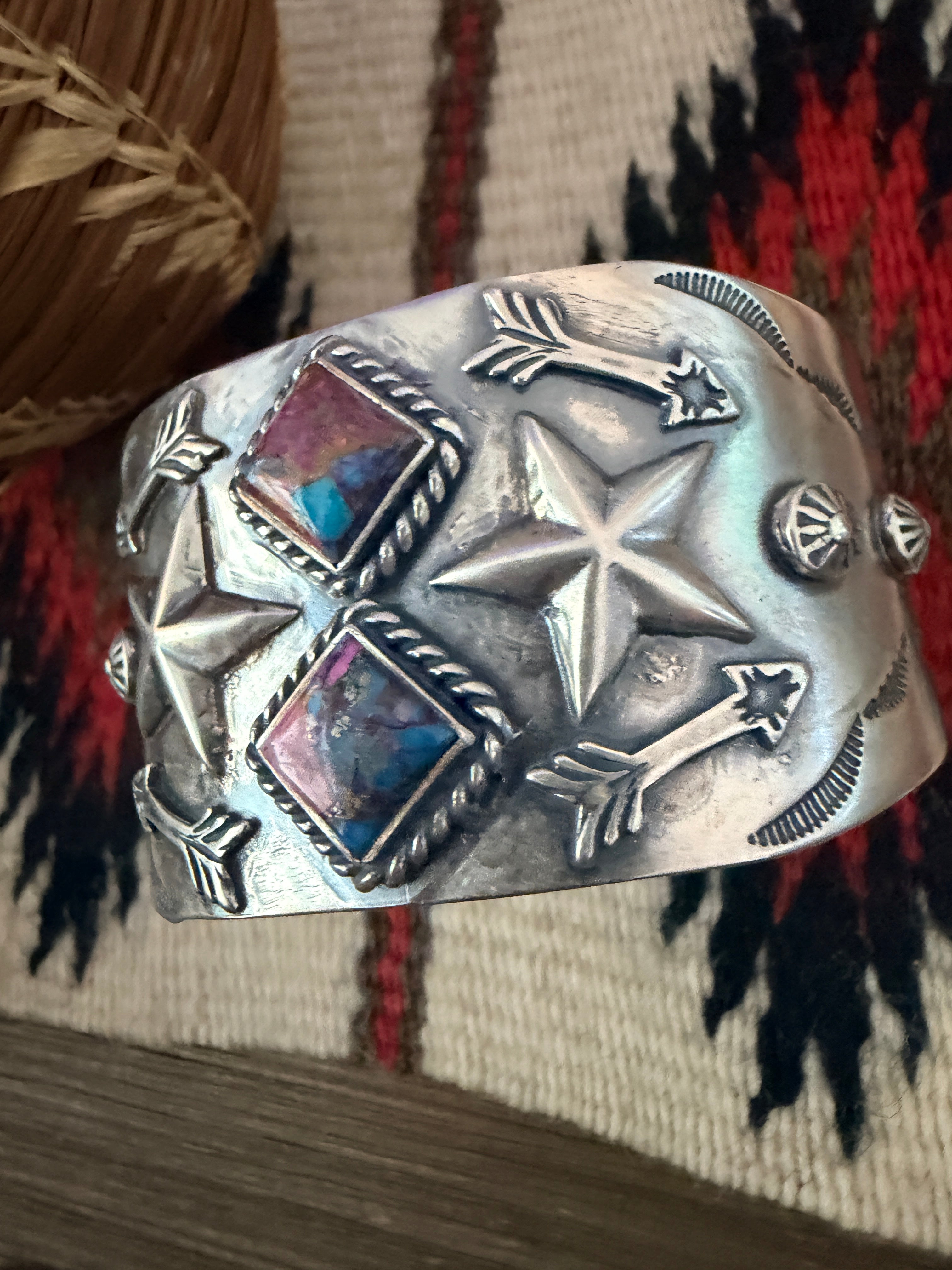 Handcrafted Pink Dream Mojave & Sterling Silver Cuff Bracelet by Larry Kaye