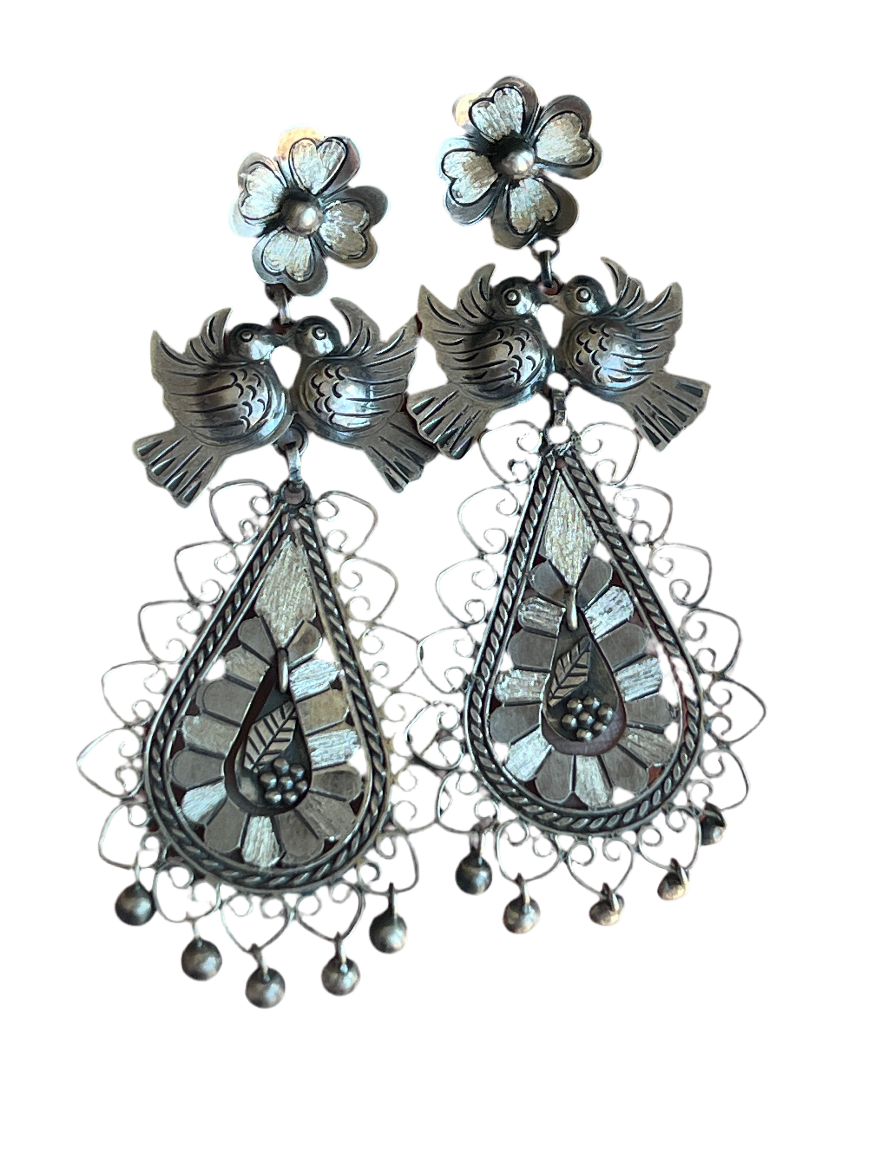 Federico Jimenez Sterling Silver Mexican Wedding Style Earrings, Paloma