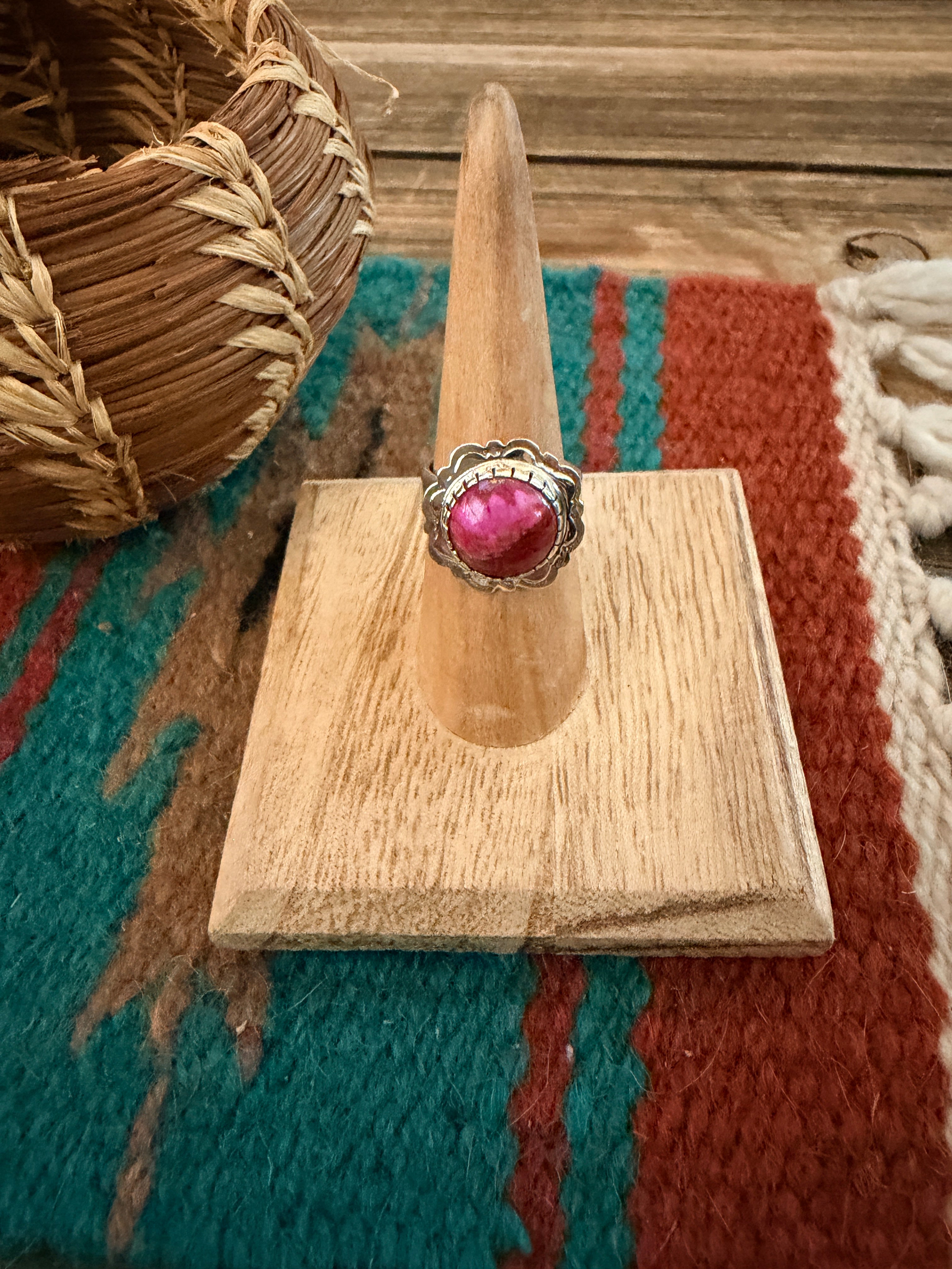 Handcrafted Pink Mojave & Sterling Silver Ring Size 6