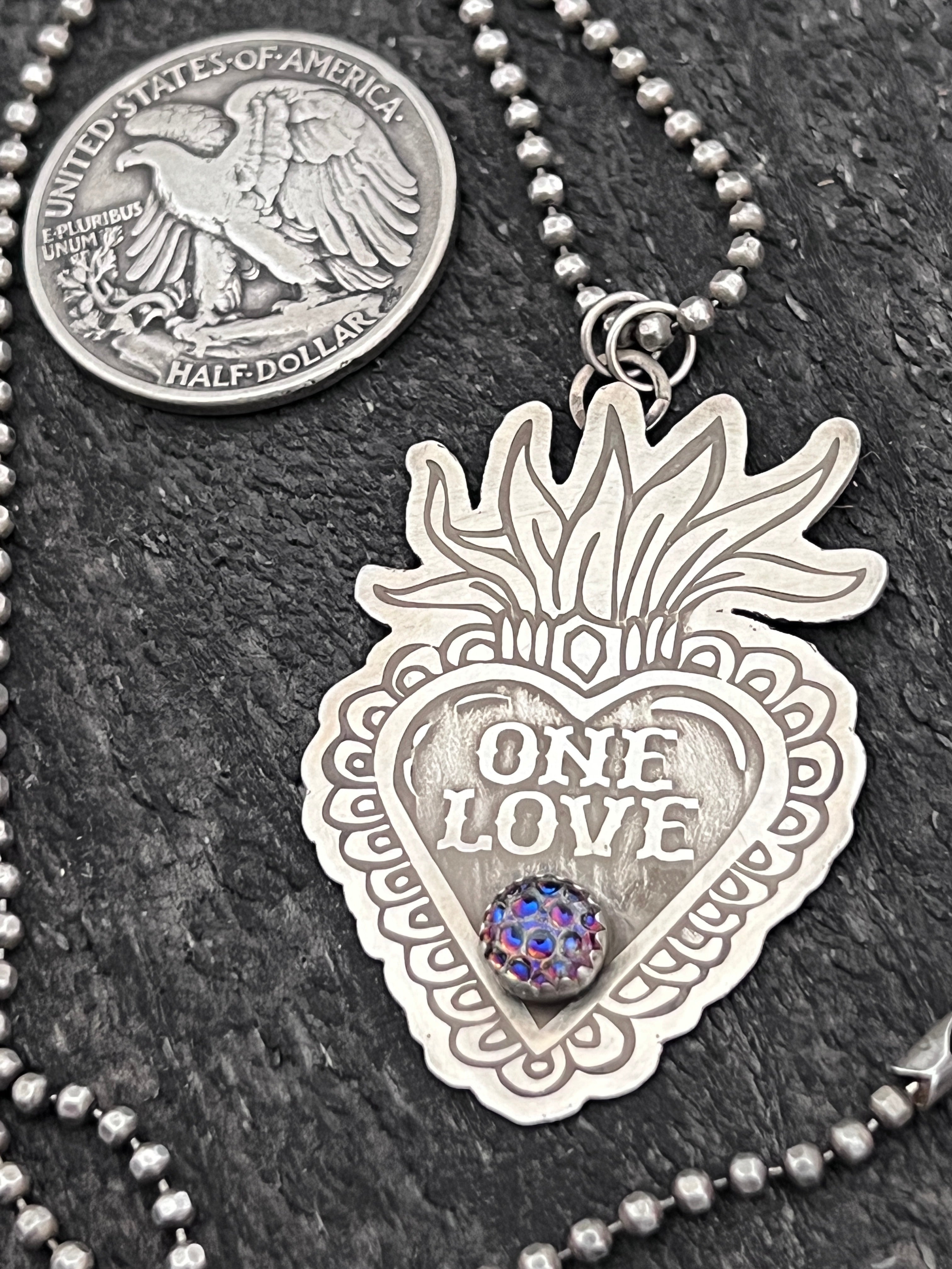 Tularosa Sterling Silver ‘One Love’ Sacred Heart Necklace