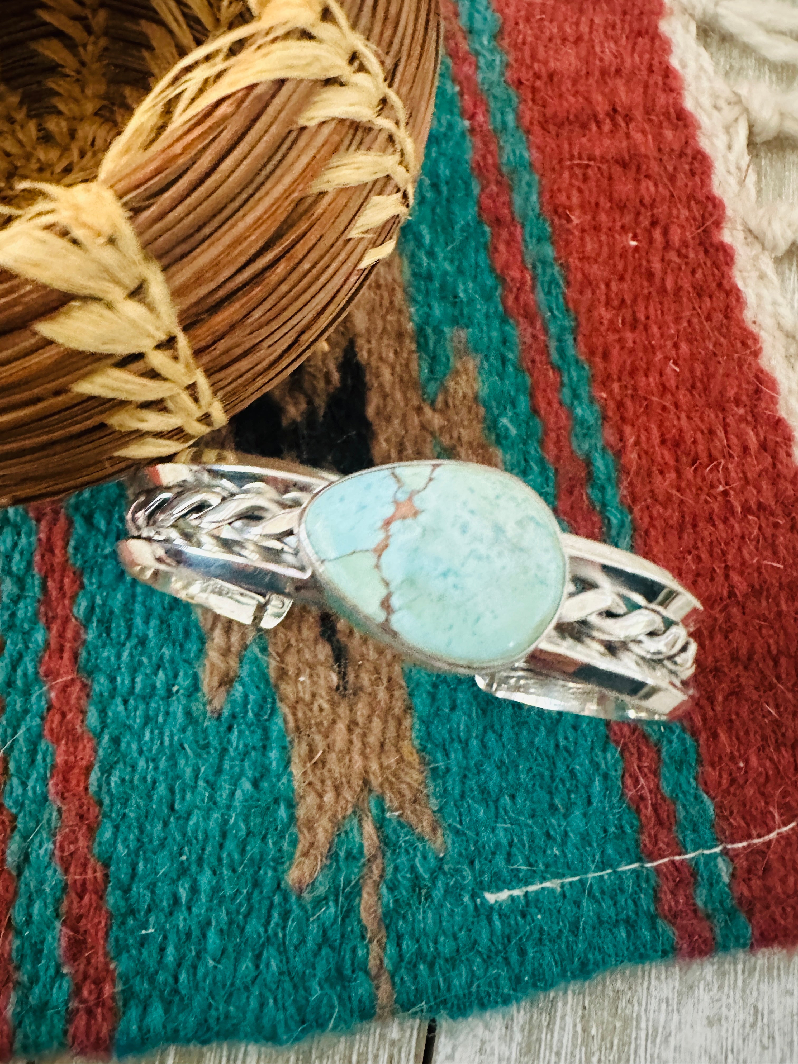 Handcrafted Sterling Silver & Golden Hills Turquoise Cuff Bracelet