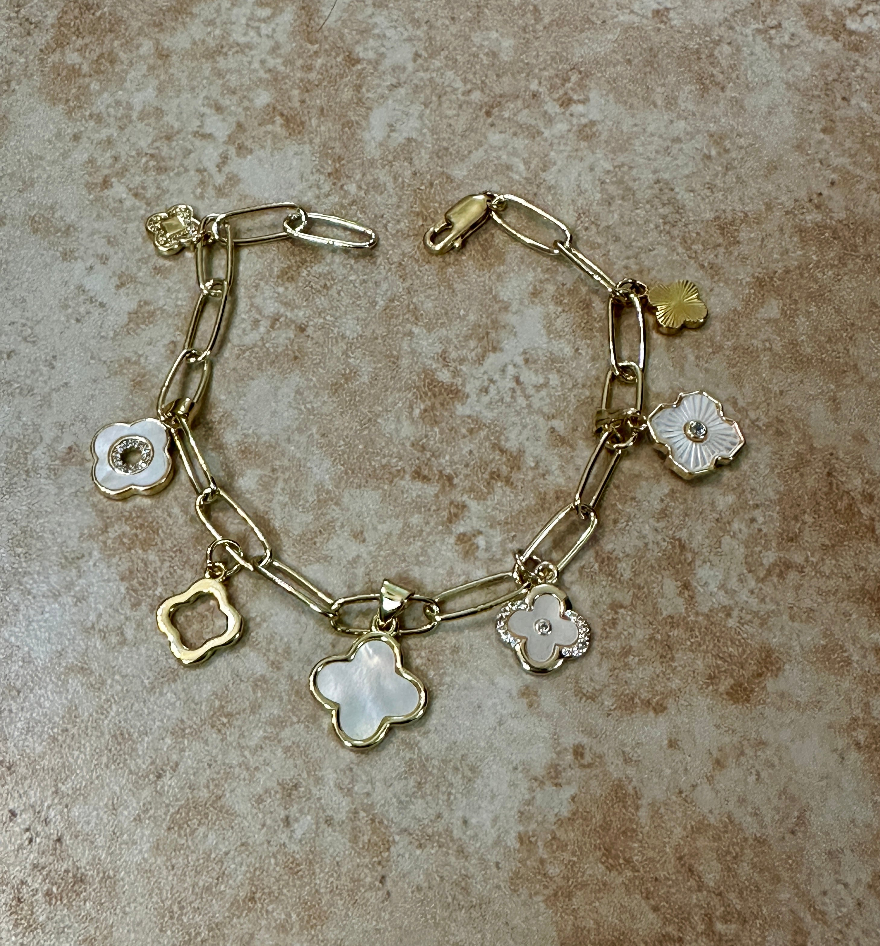 Gold Plated Quatrefoil Charm Bracelet