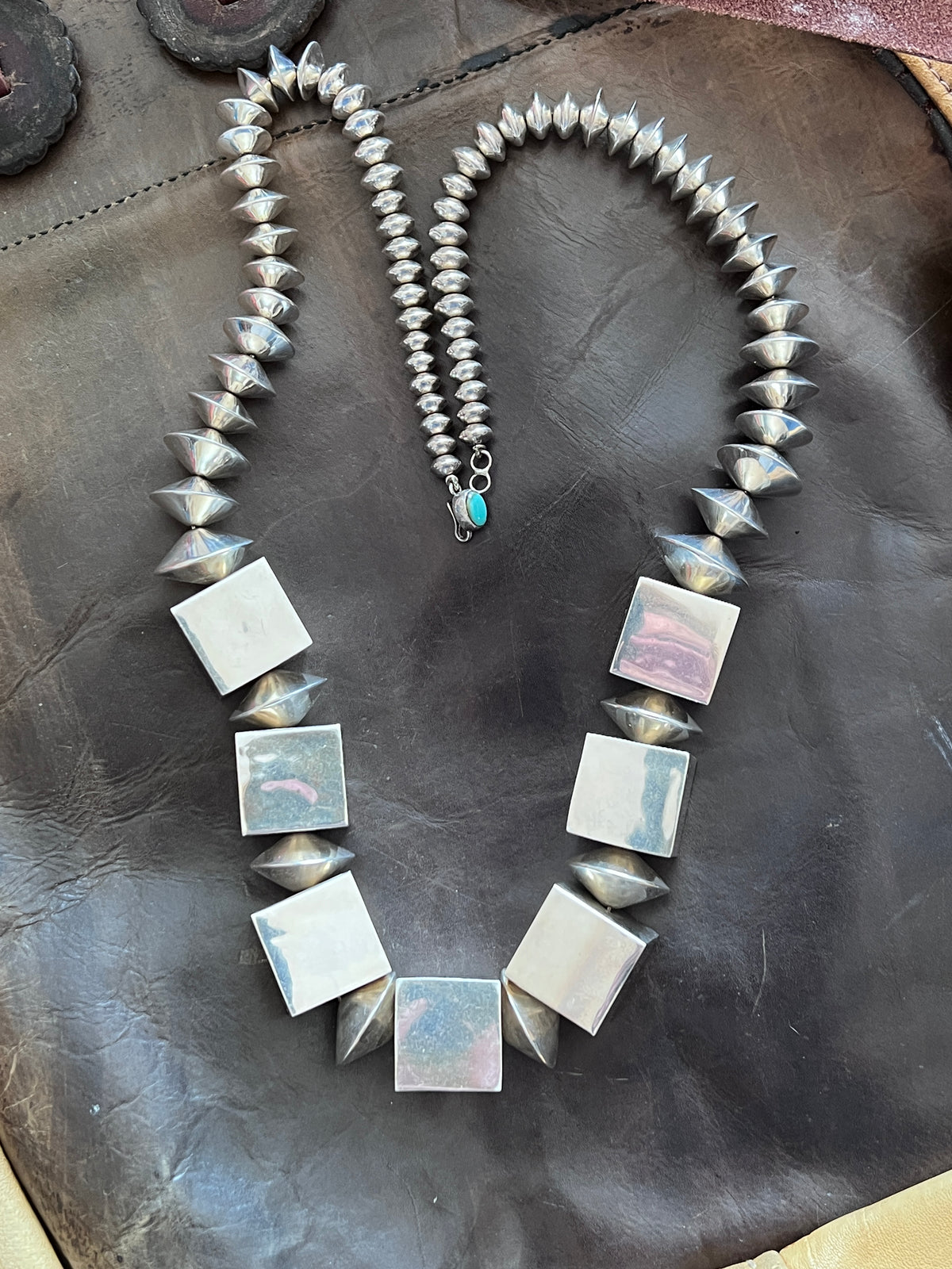 Estate Collection Vintage Sterling Silver Extra Chunky Geometric Beaded Necklace by Rainstar