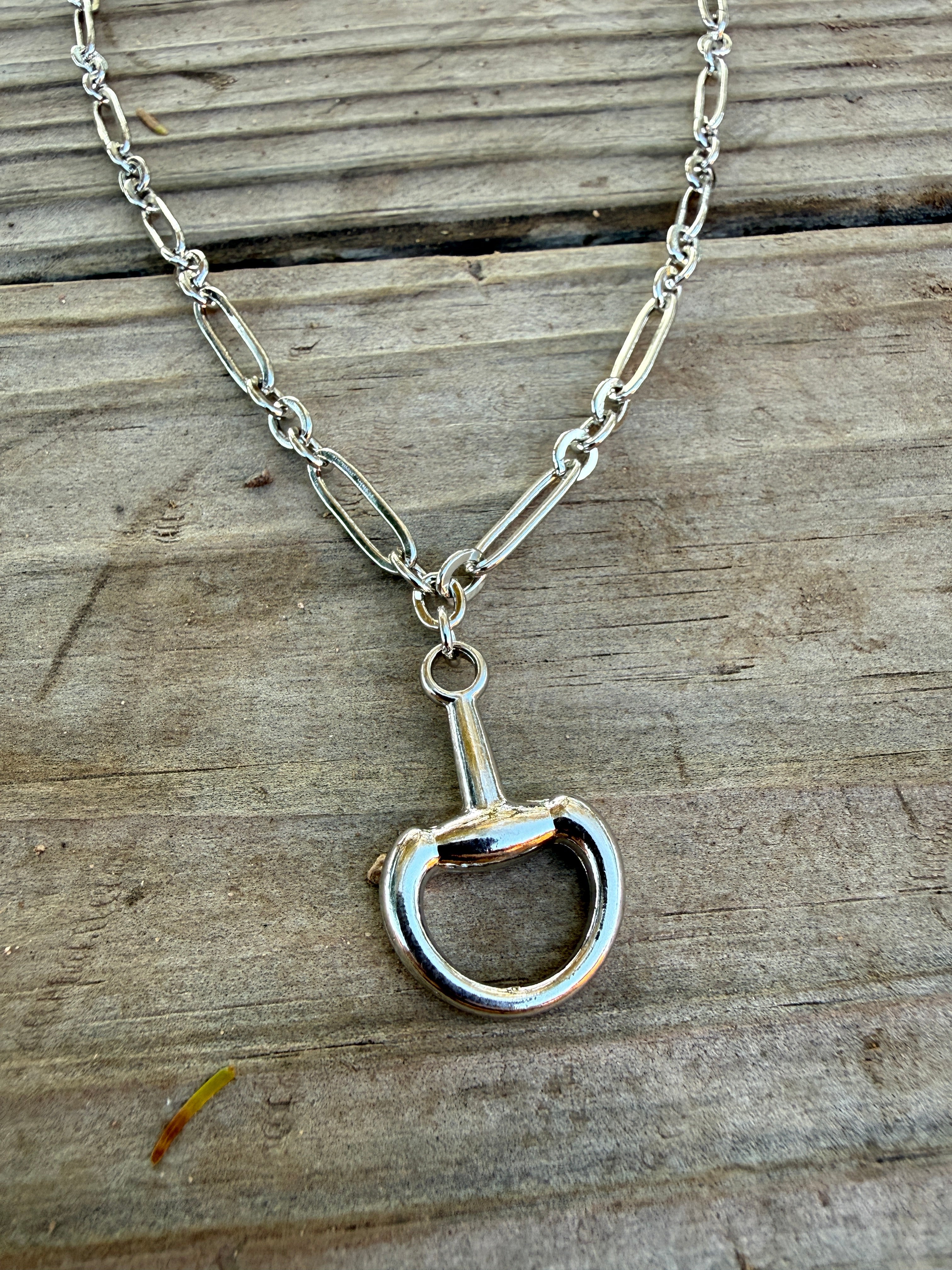 “The Golden Collection” Handmade Silver Plated Chain HORSE BIT Necklace
