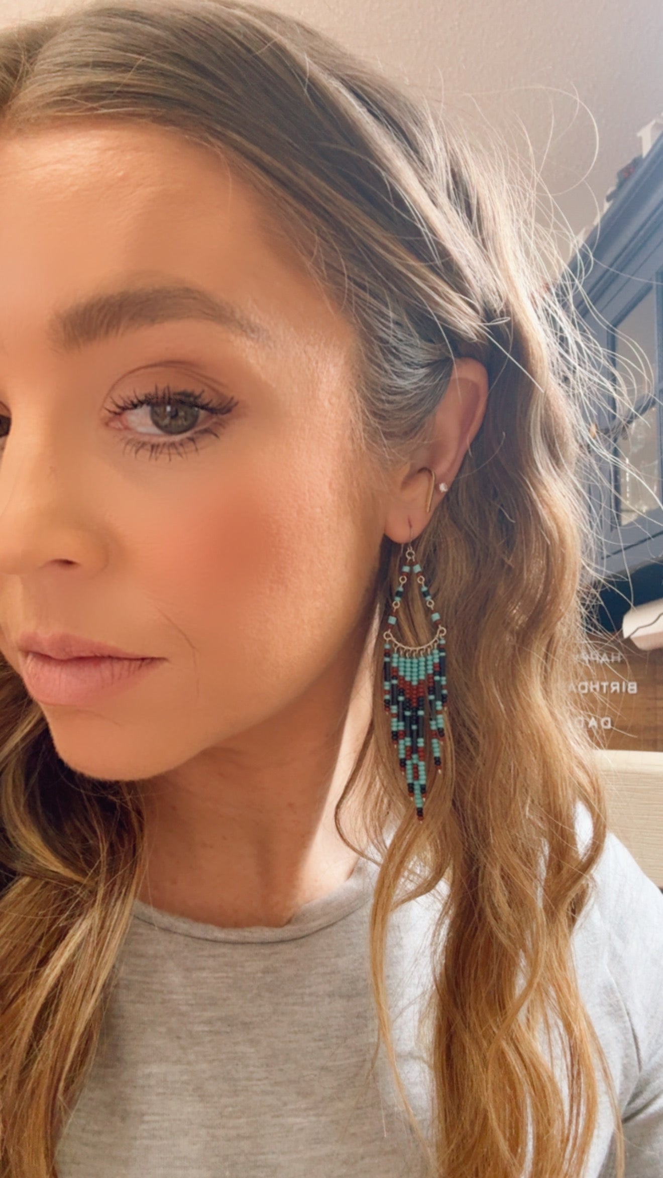 “The Golden Collection” Desert Dancer Handmade Multi Color Beaded Earrings