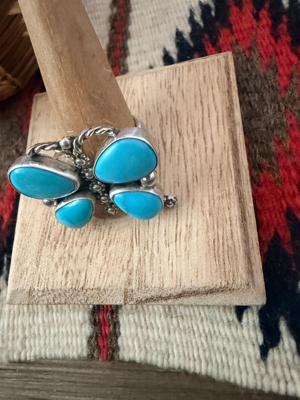 Handcrafted Turquoise & Sterling Silver Adjustable Butterfly Ring