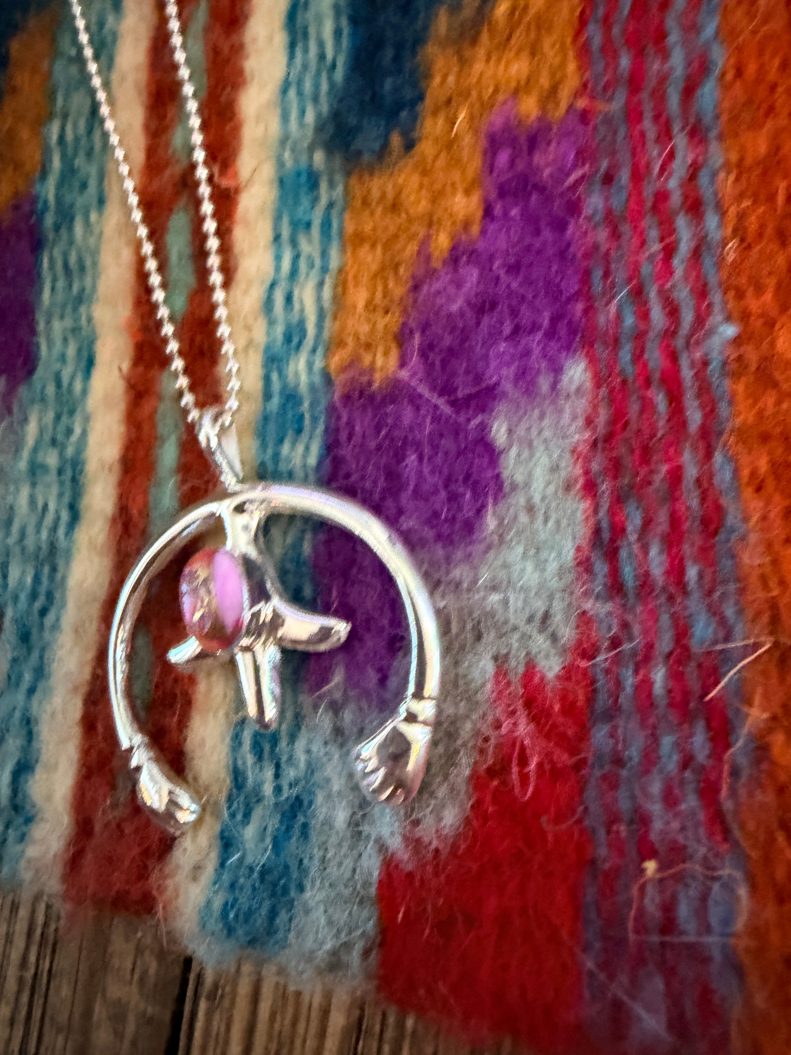 Handcrafted Sterling Silver & Pink Dream Mojave Naja Pendant by Joseph Martinez