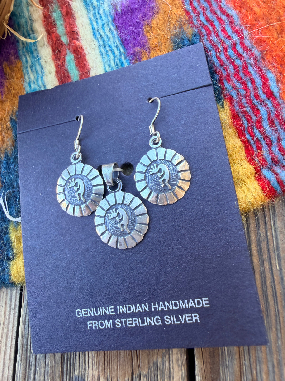 Handcrafted Sterling Silver Kokopelli Earring and Pendant Set