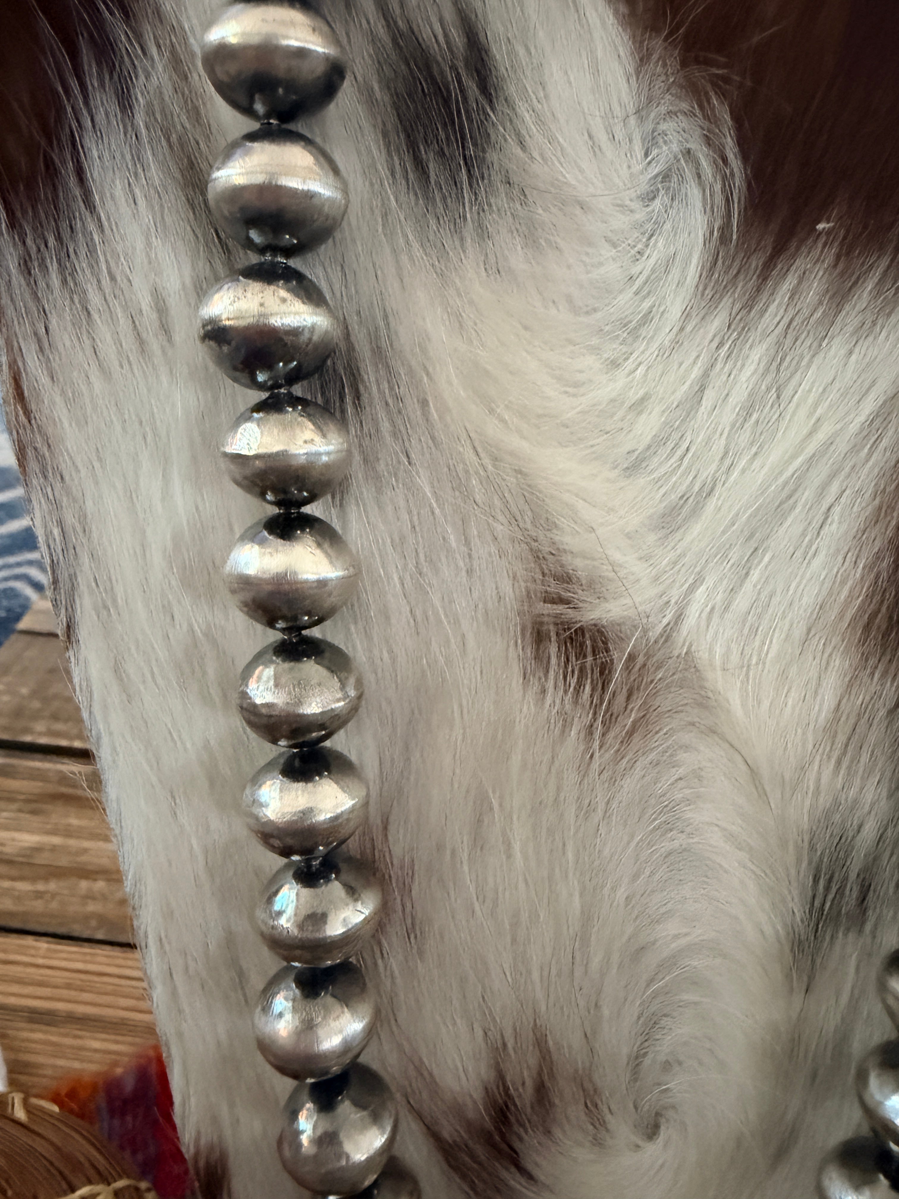 Old Pawn Handcrafted Sterling Silver Graduated 28” Beaded Necklace