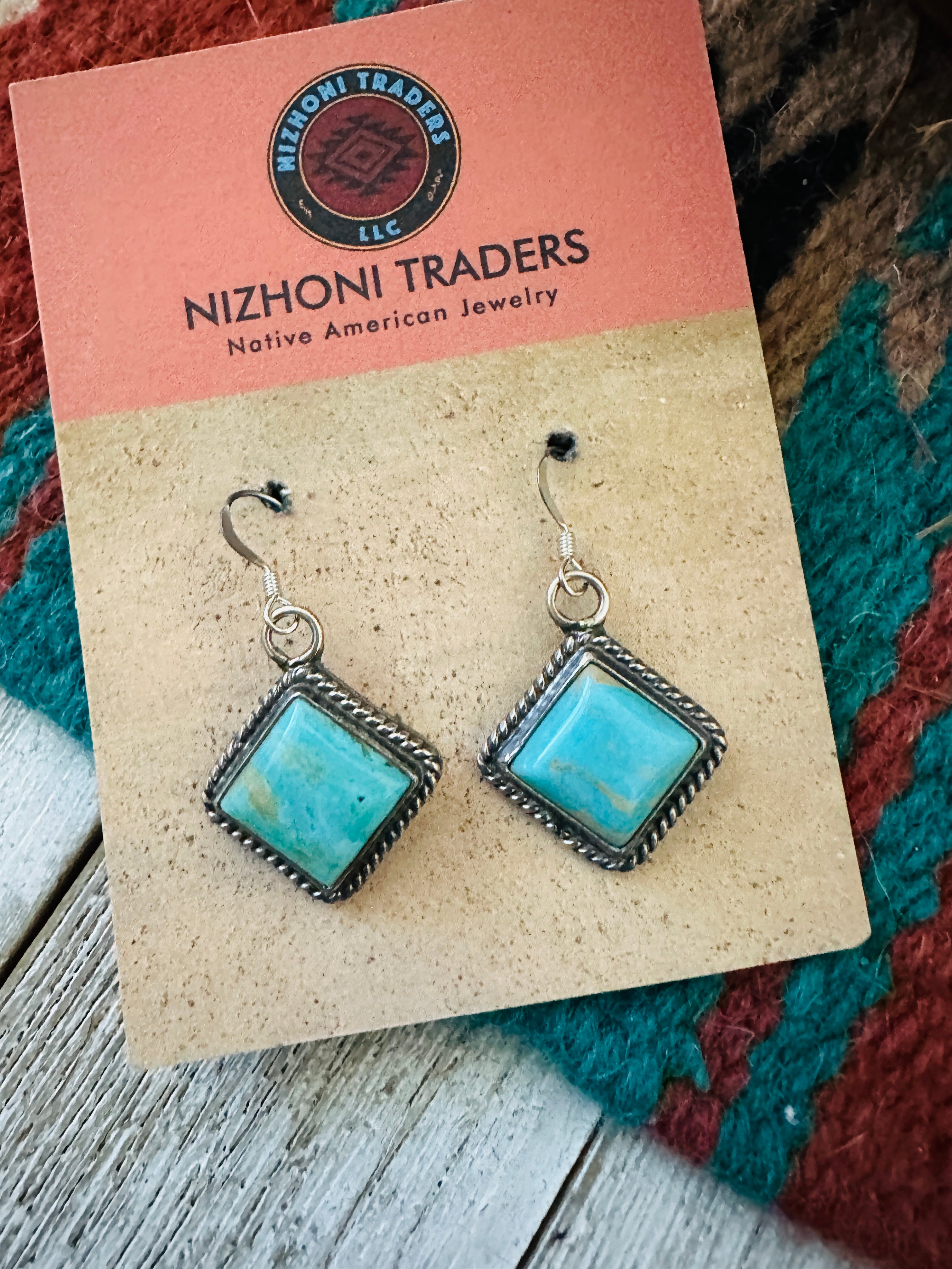 Navajo Turquoise & Sterling Silver Dangle Earrings